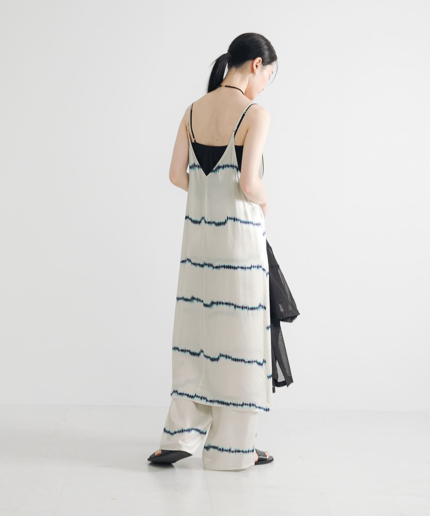 シルクミックスボーダープリントワンピース(FREE OFF