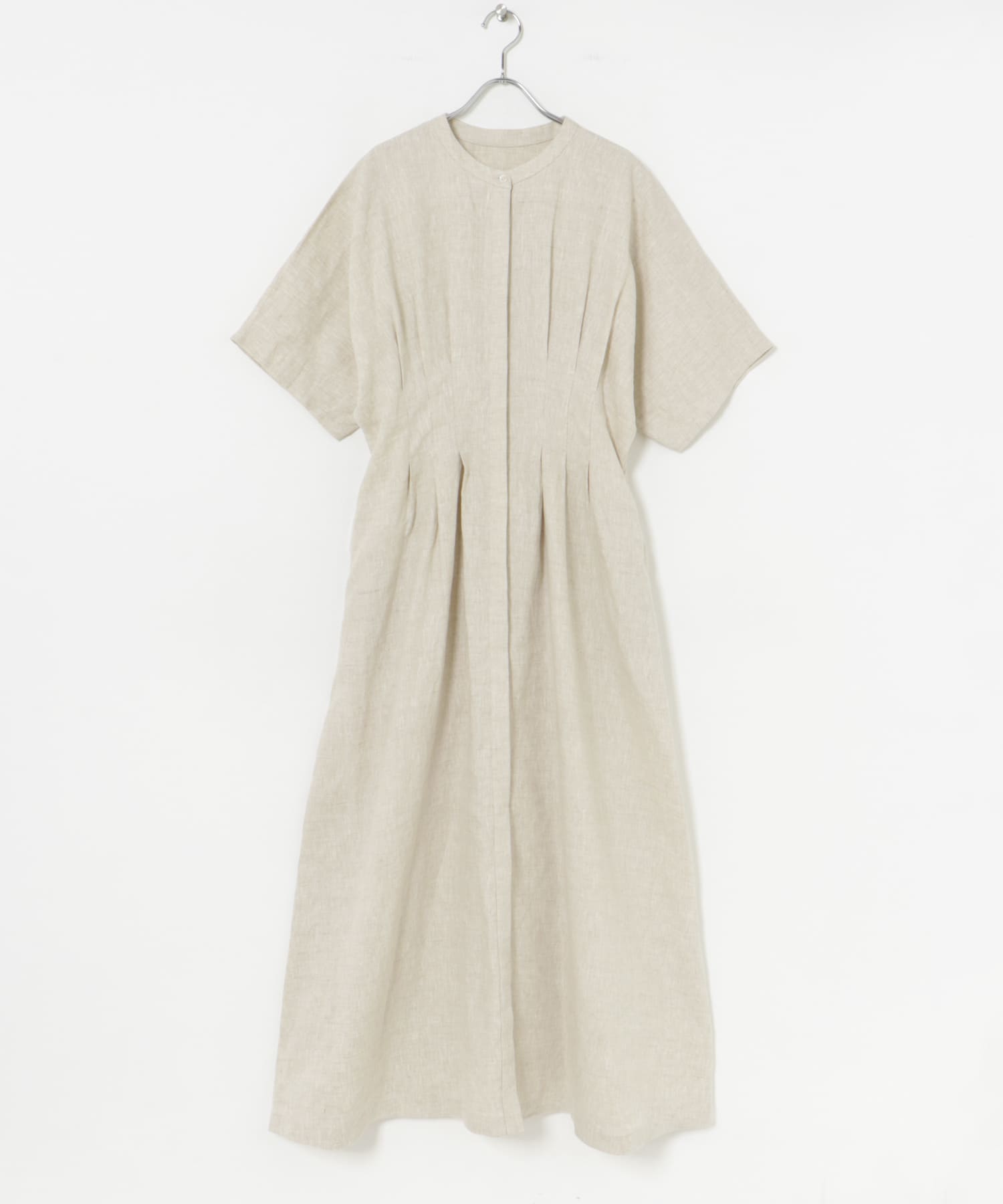 『2サイズ展開』タックデザインリネンワンピース NATURAL 36