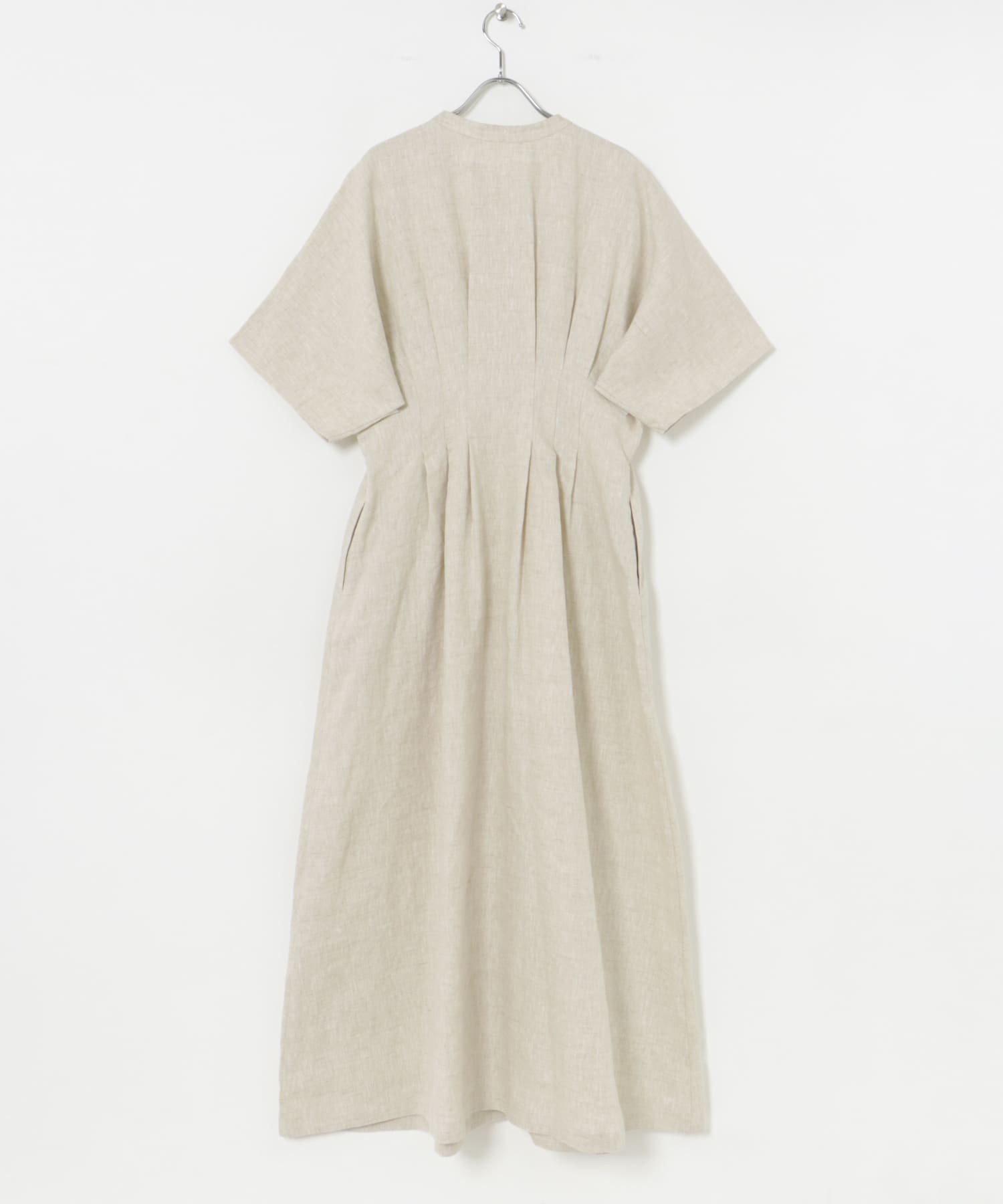 『2サイズ展開』タックデザインリネンワンピース NATURAL 36
