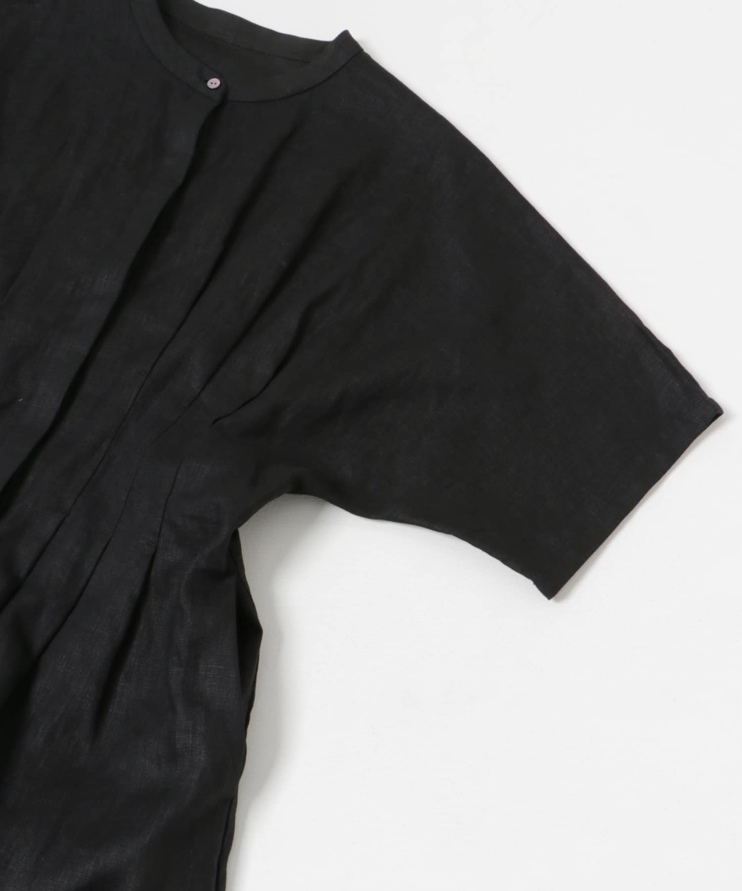 『2サイズ展開』タックデザインリネンワンピース BLACK 36