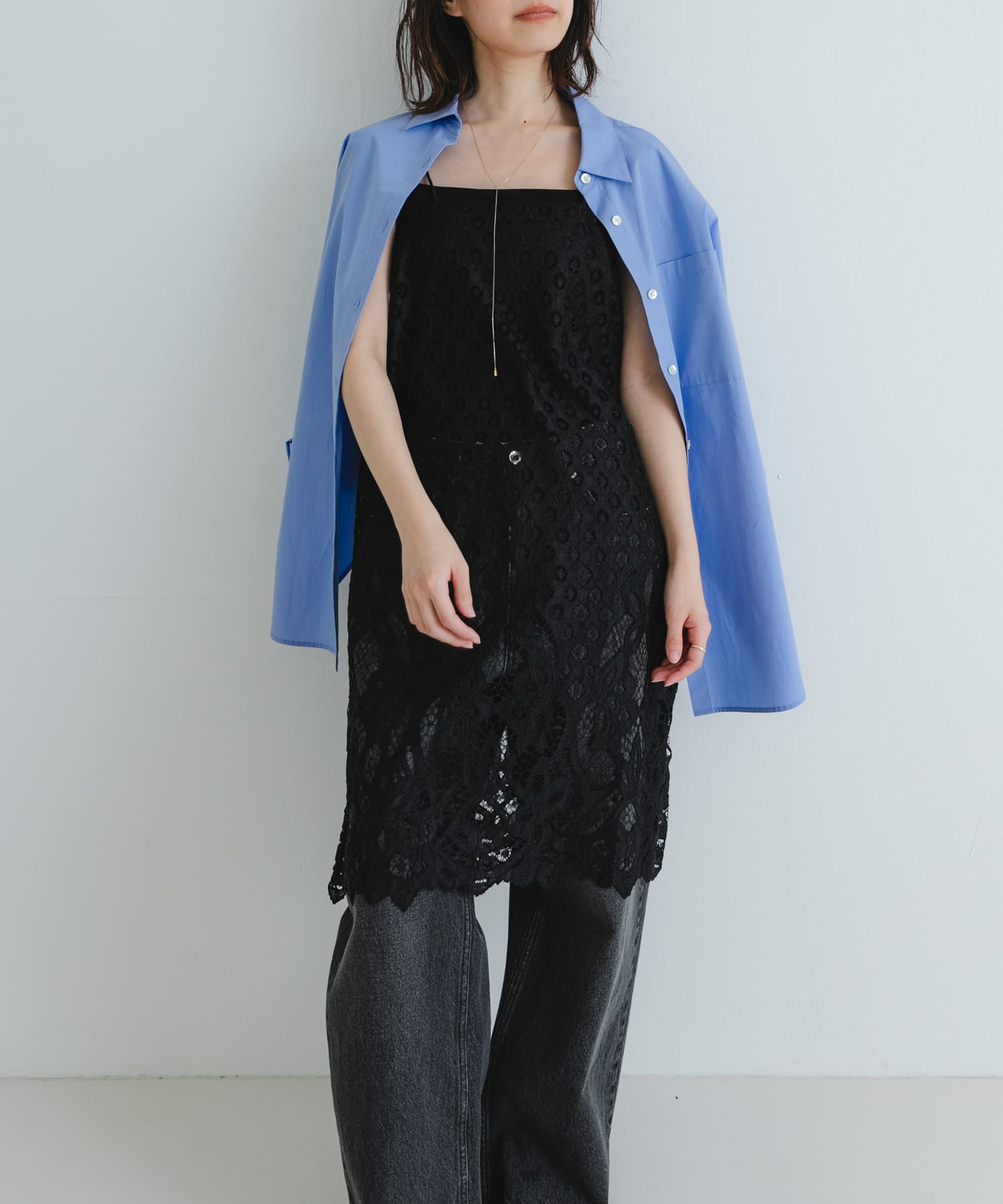 インドレースベアキャミワンピース