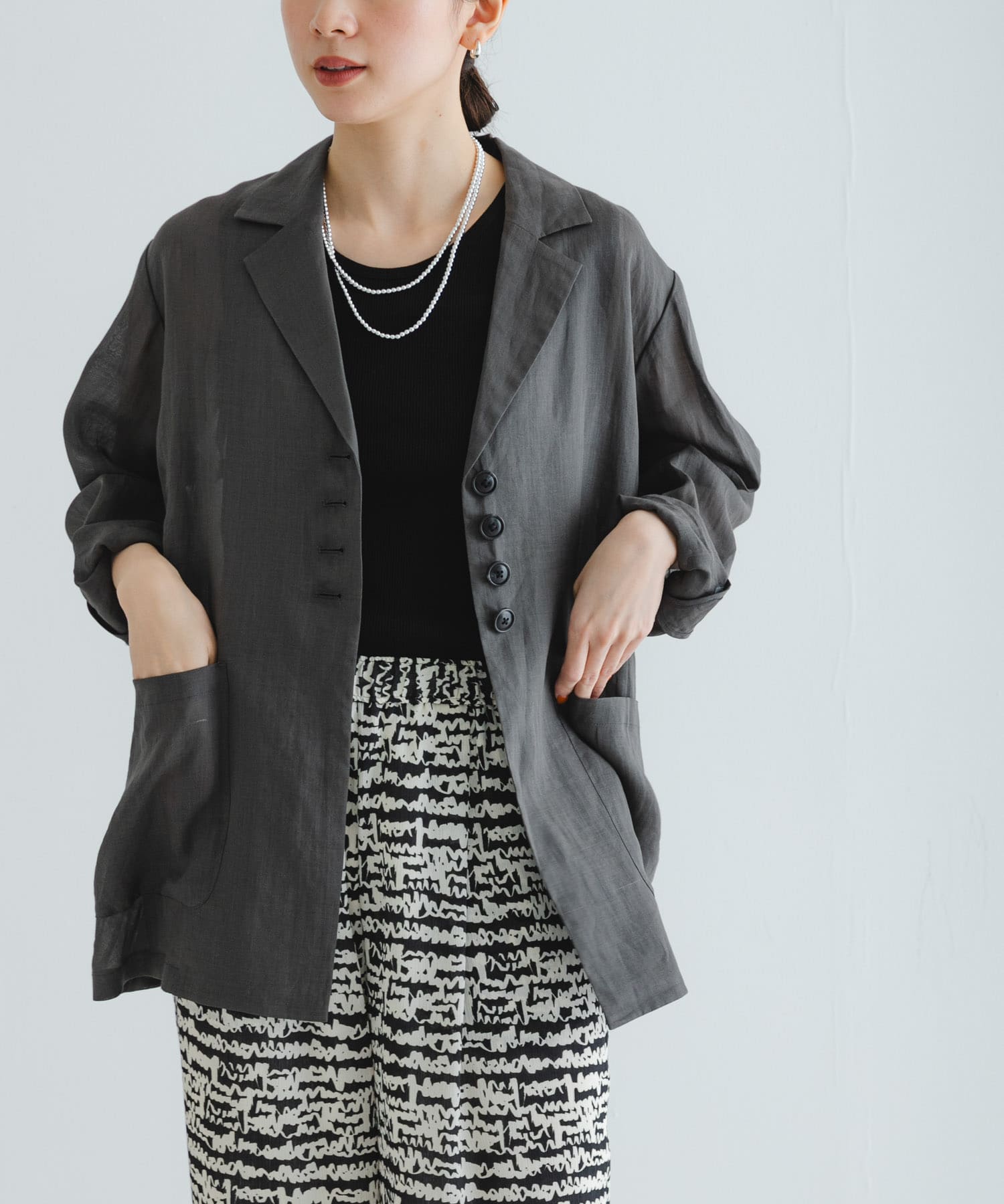 new basic ラミーオーバージャケット(FREE BLACK): アウター