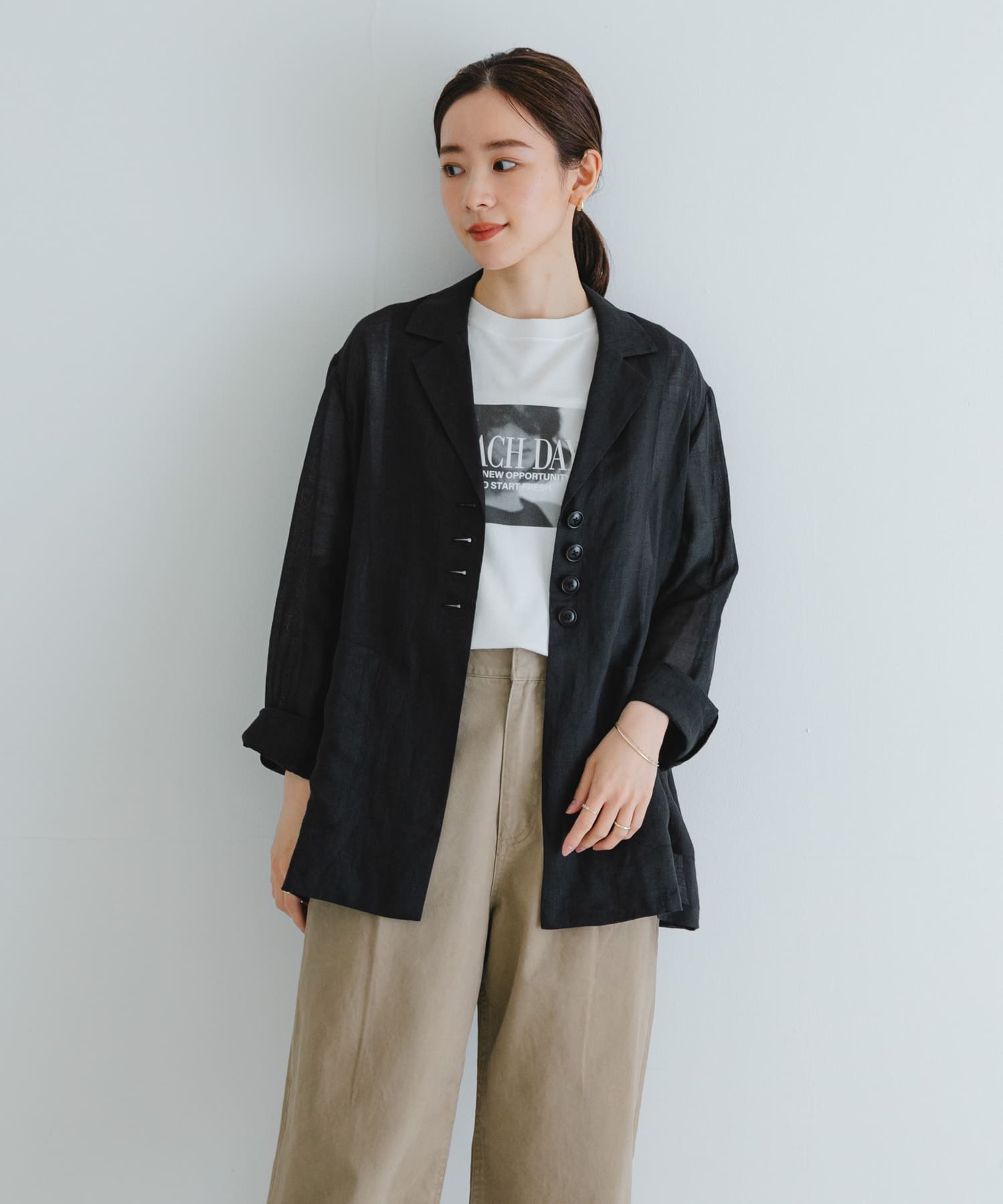 new basic ラミーオーバージャケット(FREE BLACK): アウター