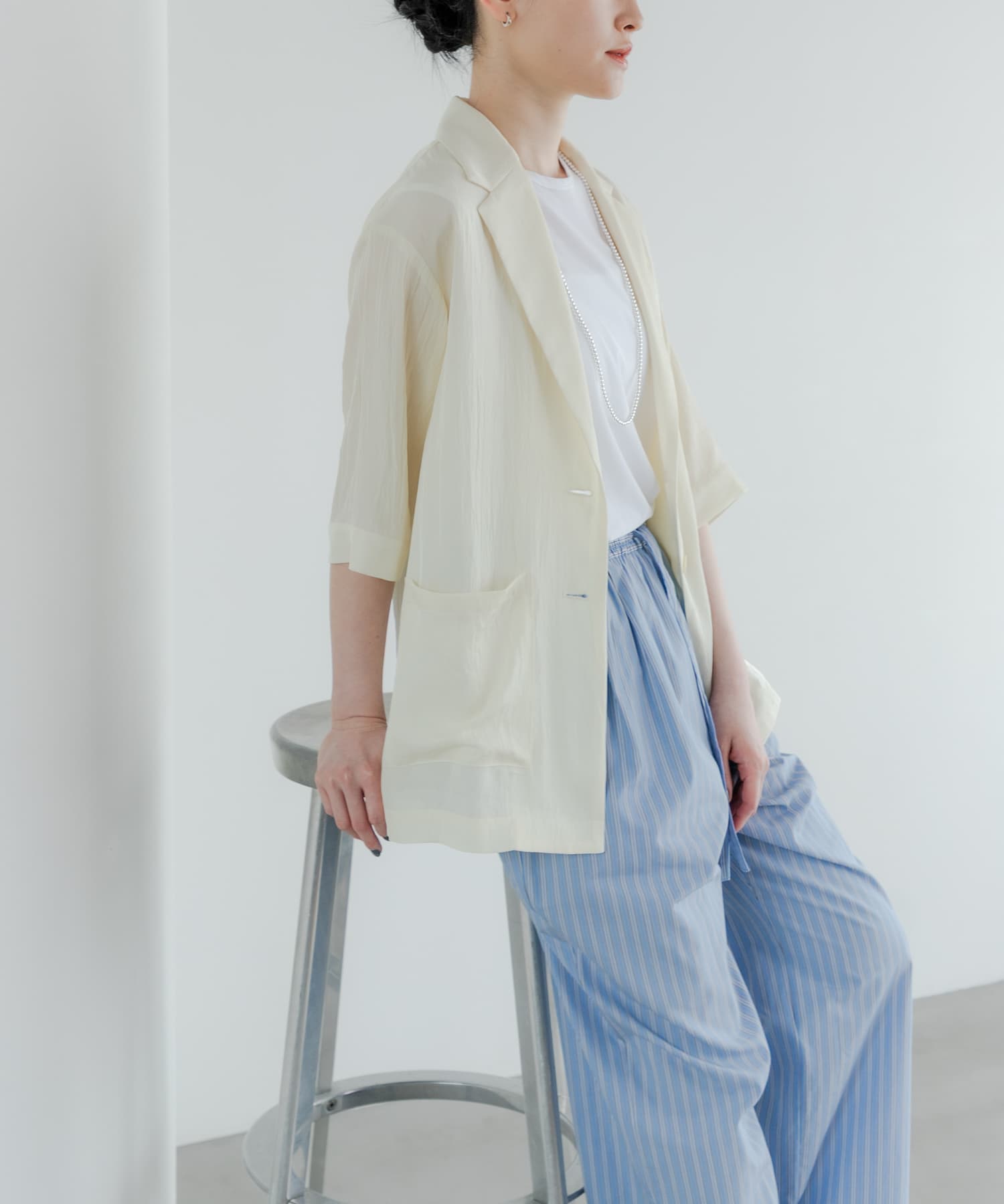 『接触冷感』Naiaアセテートハーフスリーブジャケット
