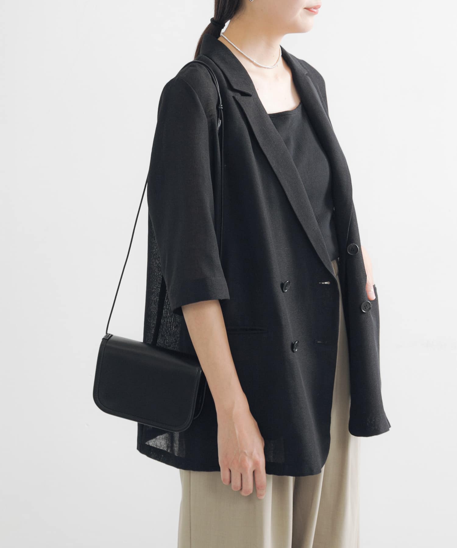 『イージーケア』シアーメッシュハーフスリーブジャケット