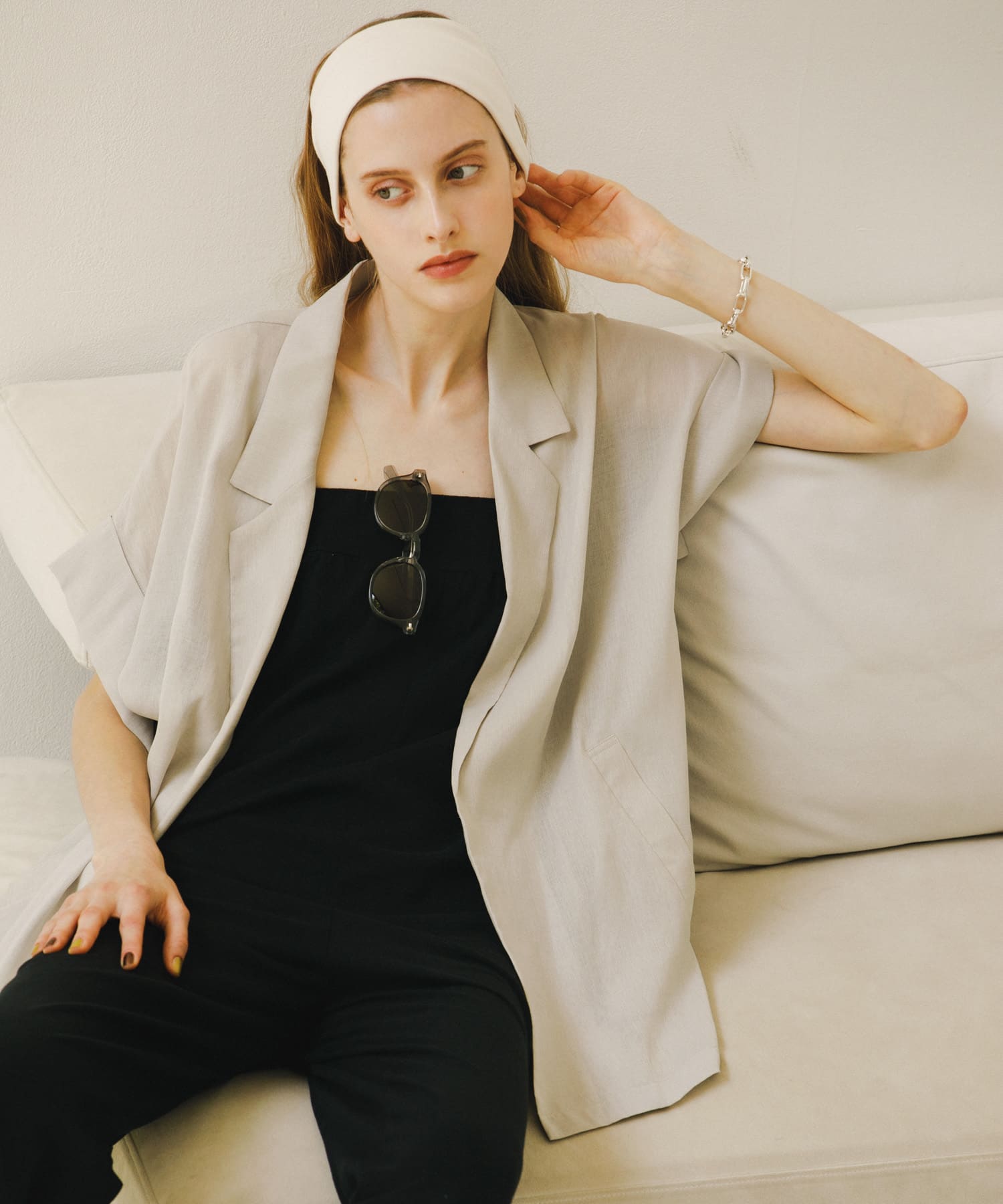 シアーハーフスリーブジャケット