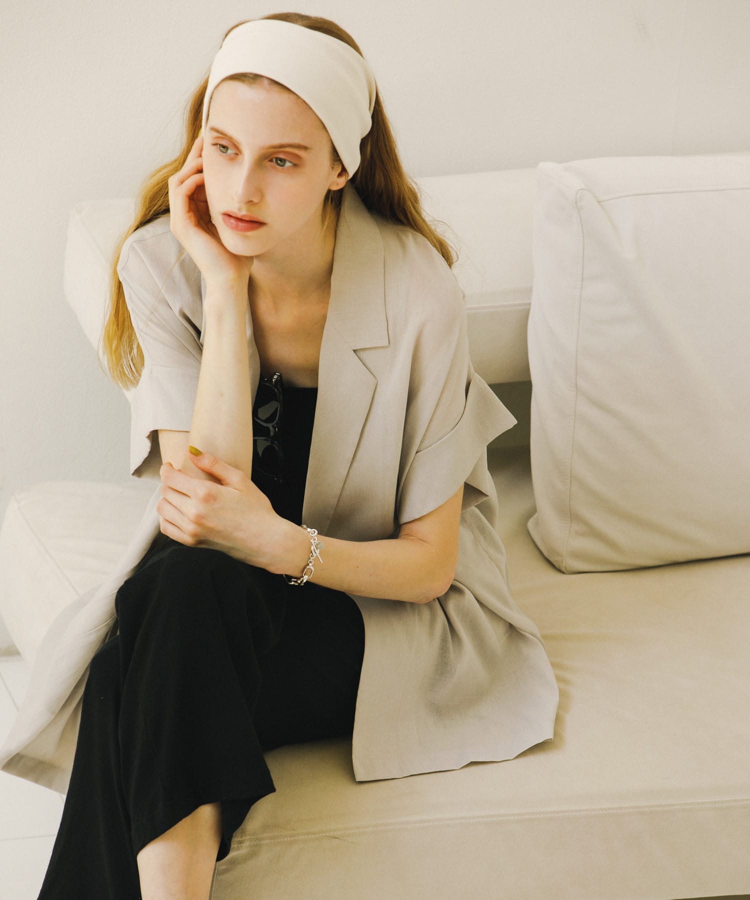 シアーハーフスリーブジャケット BEIGE FREE