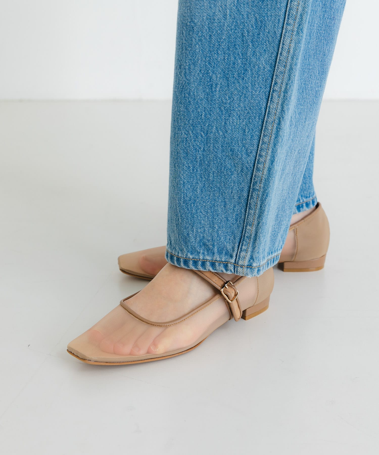 シアーメリージェーンフラットシューズ BEIGE 23.5