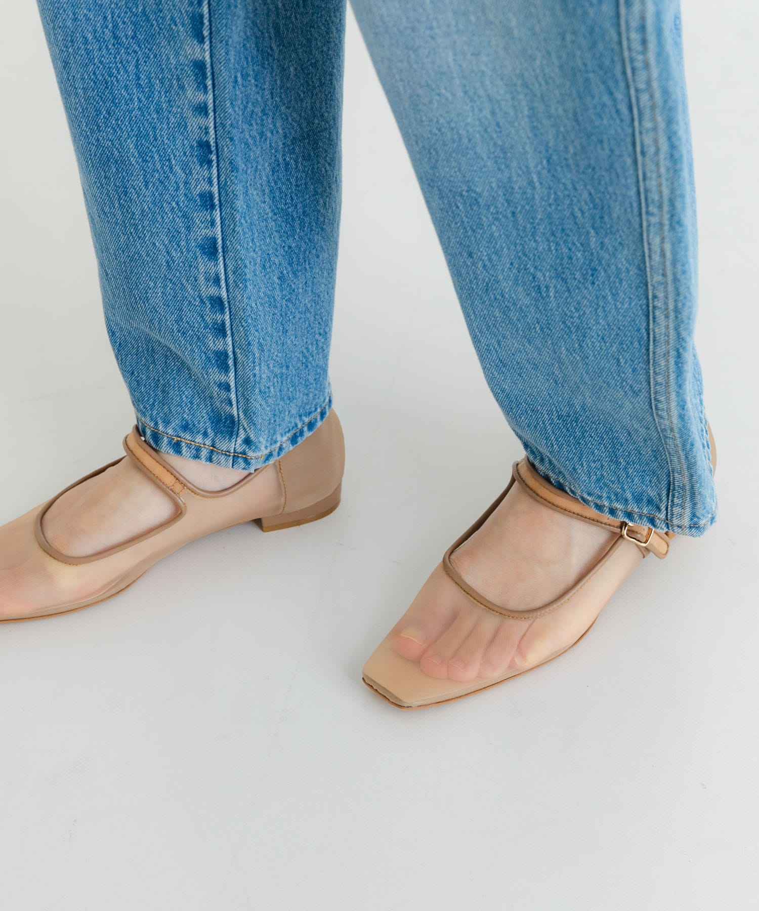 シアーメリージェーンフラットシューズ BEIGE 23.5