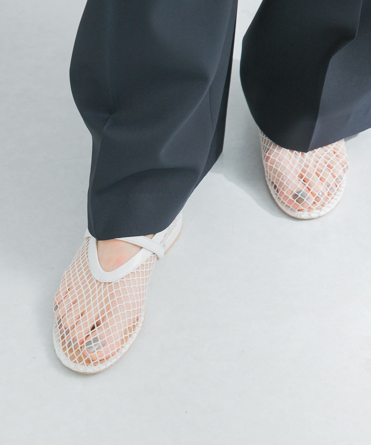 メッシュフラットシューズ WHITE 23.5
