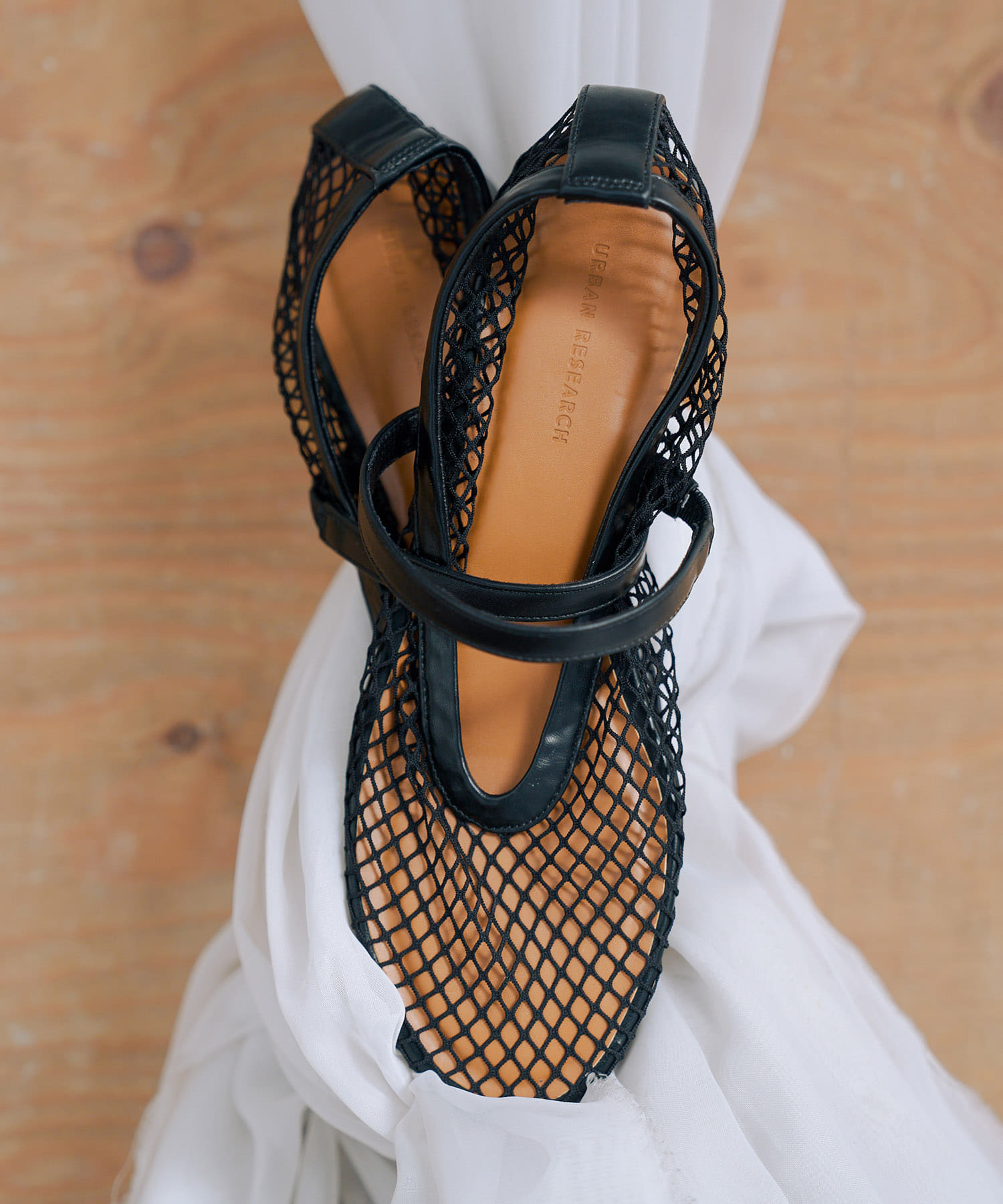 ブラック メッシュ フラットシューズ セール】 メッシュストラップフラットシューズ （シューズ