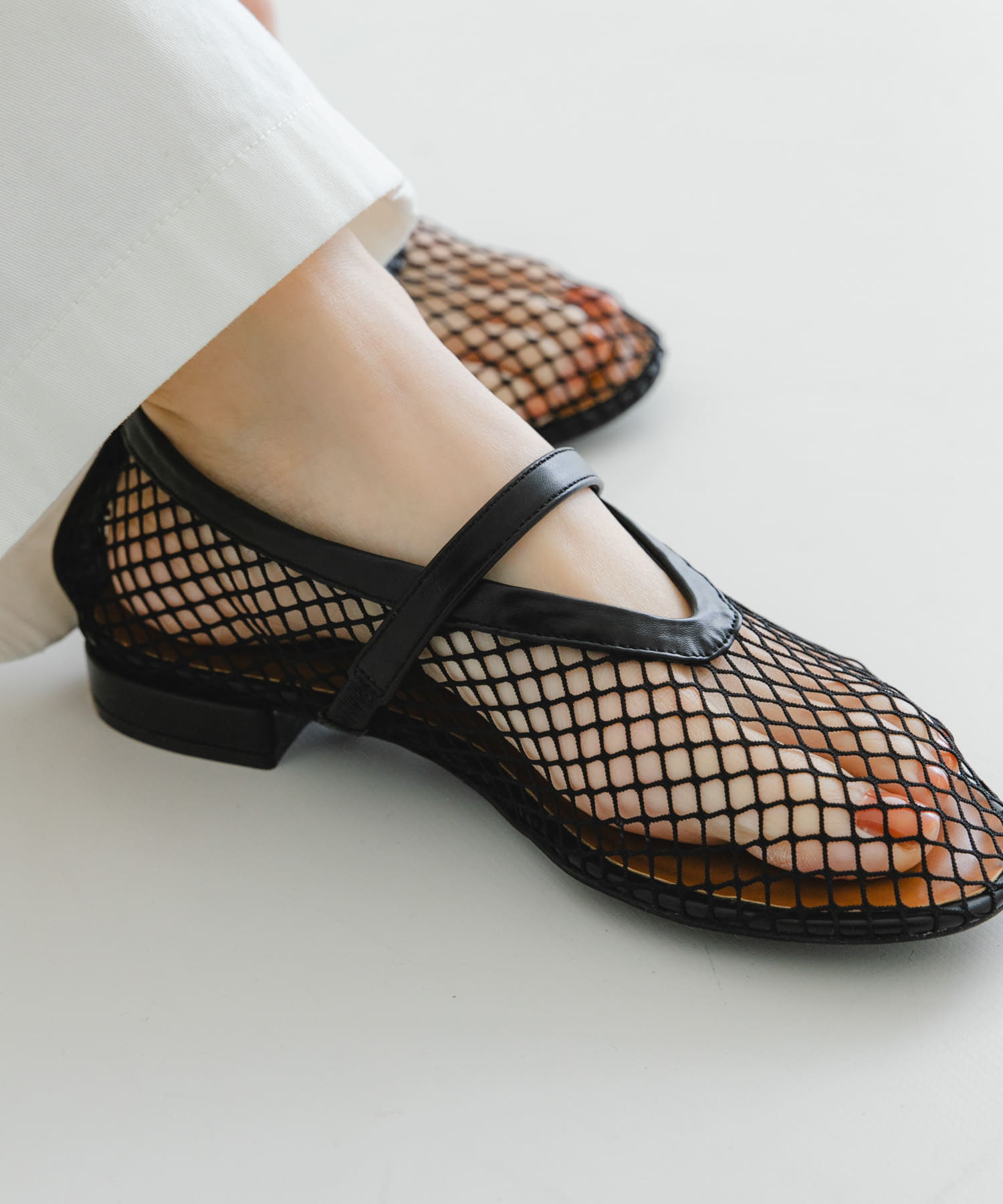 メッシュフラットシューズ BLACK 23.5