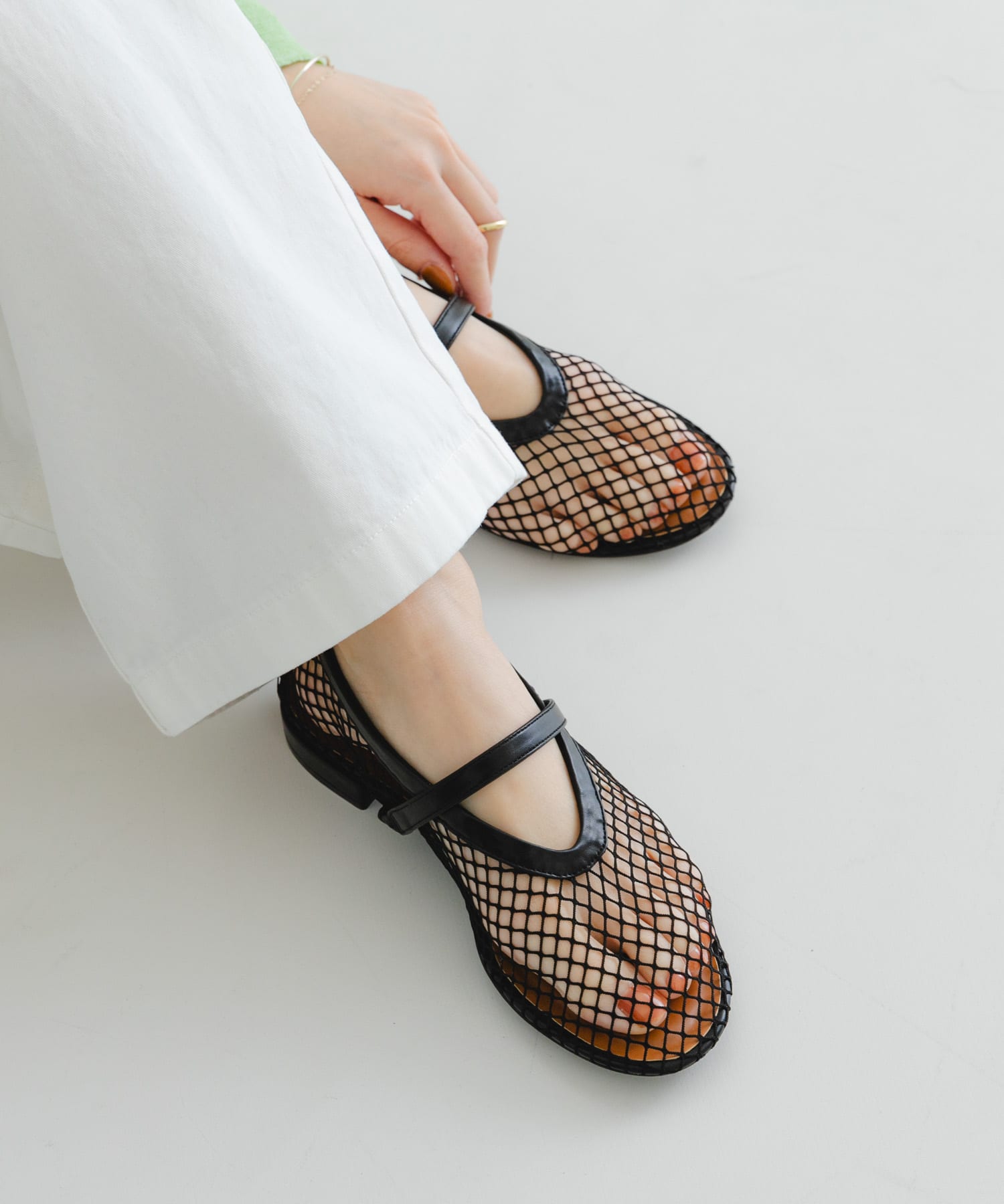 メッシュフラットシューズ BLACK 23.5