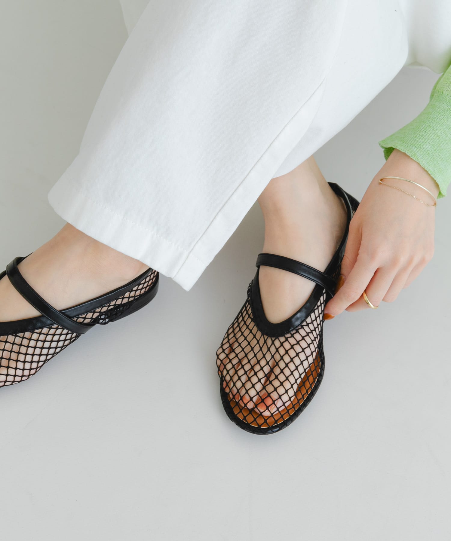 メッシュフラットシューズ BLACK 23.5