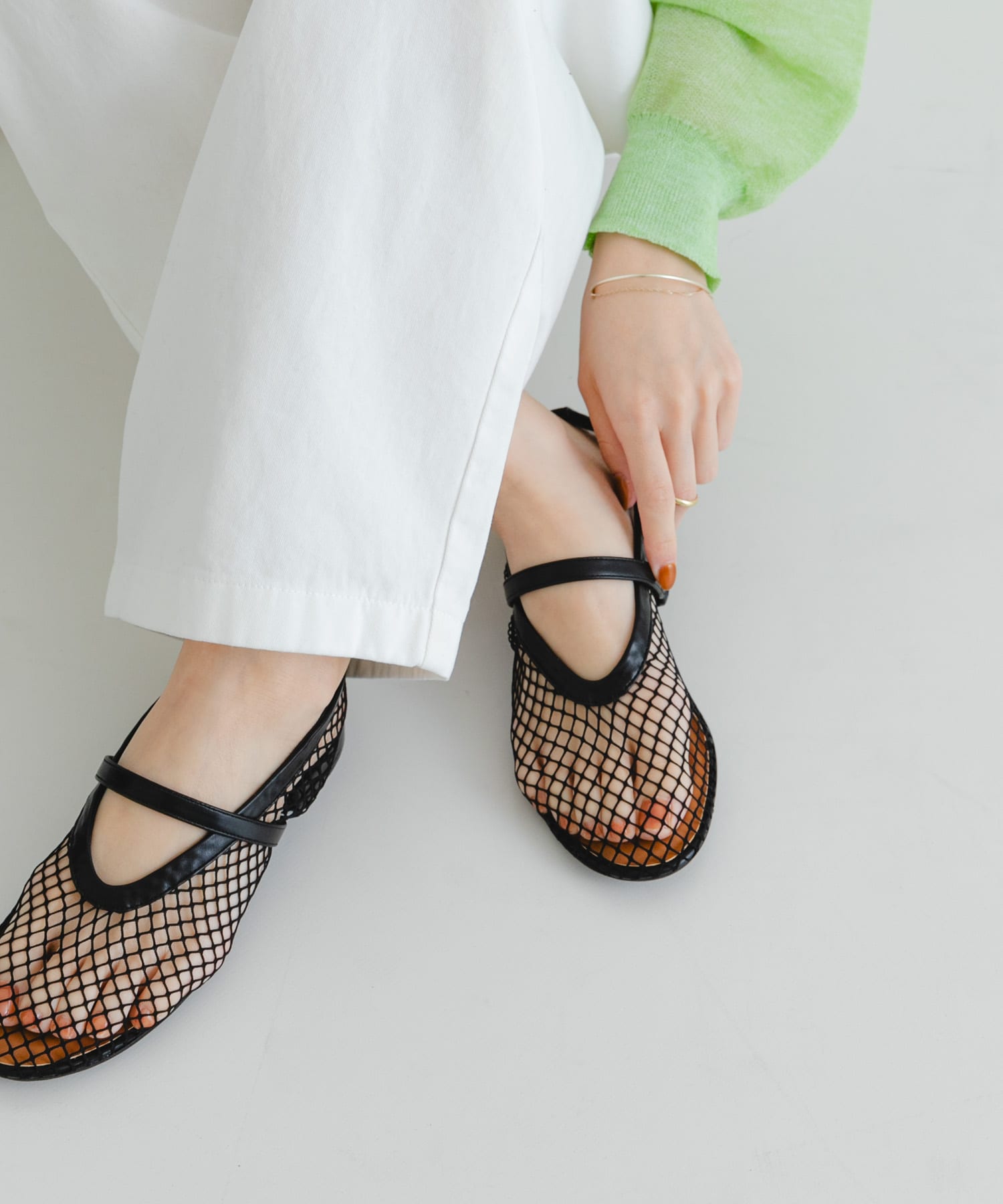 メッシュフラットシューズ BLACK 23.5