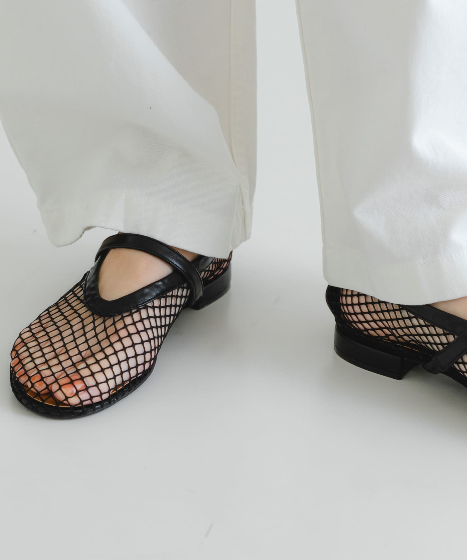 メッシュフラットシューズ BLACK 23.5