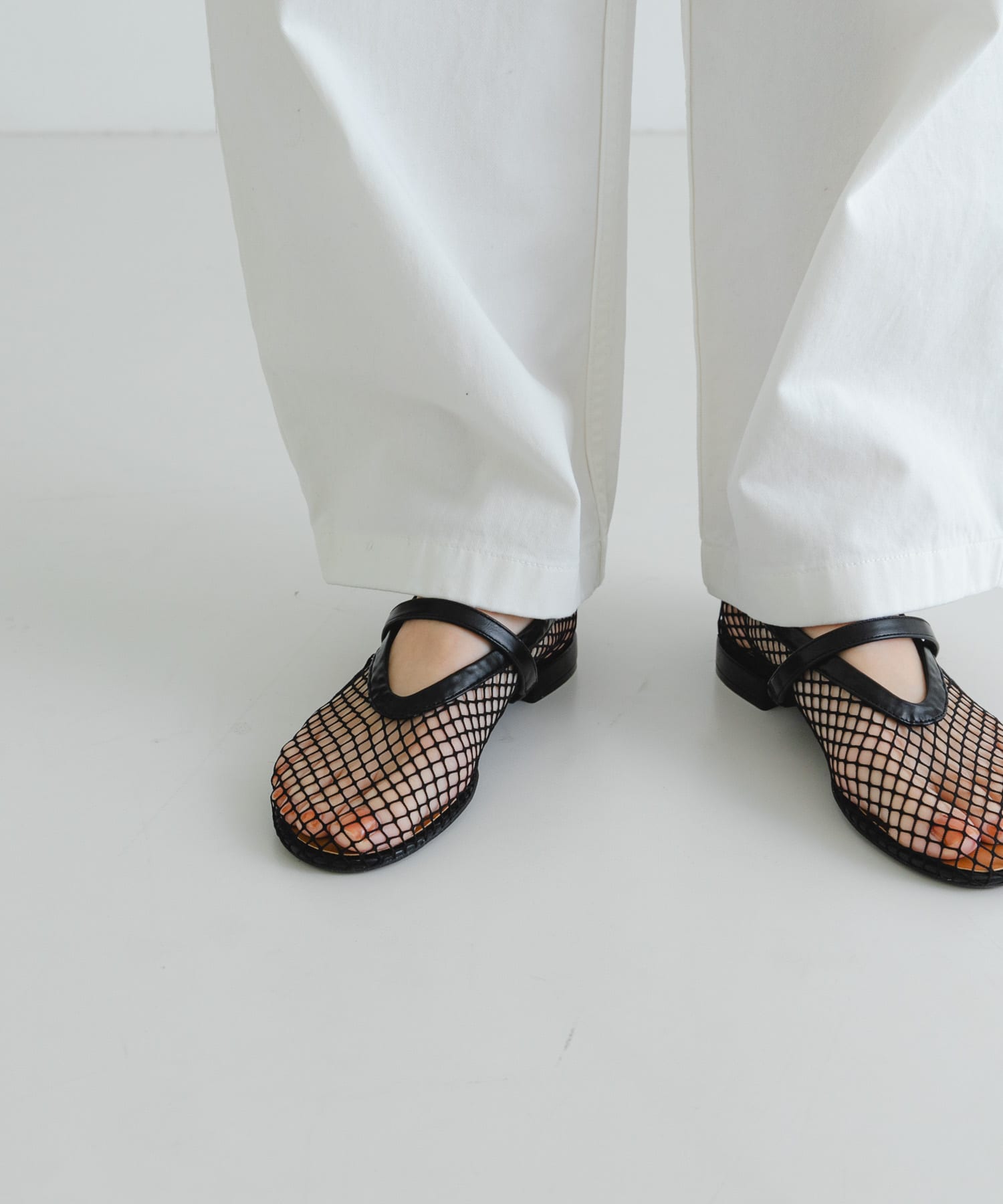 メッシュフラットシューズ BLACK 23.5