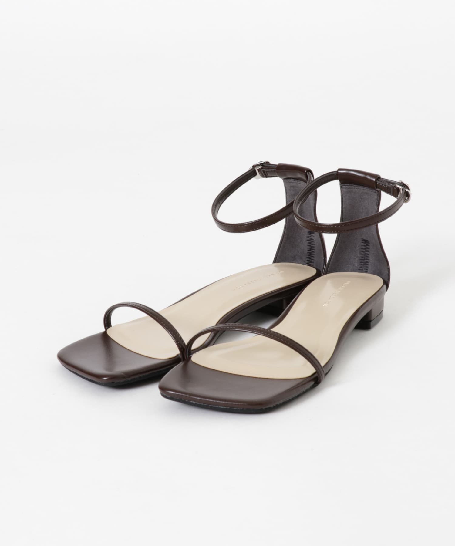 ナローストラップサンダル BROWN 36