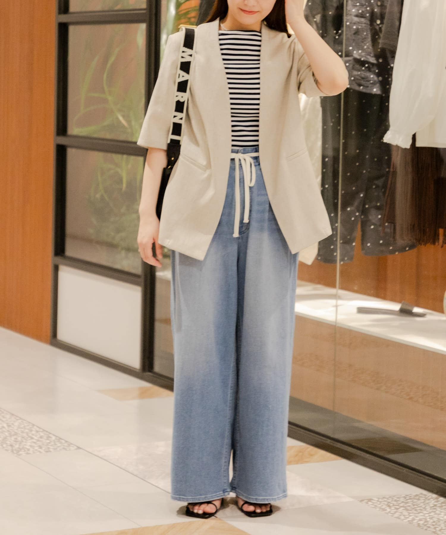 ナローストラップサンダル BLACK 36