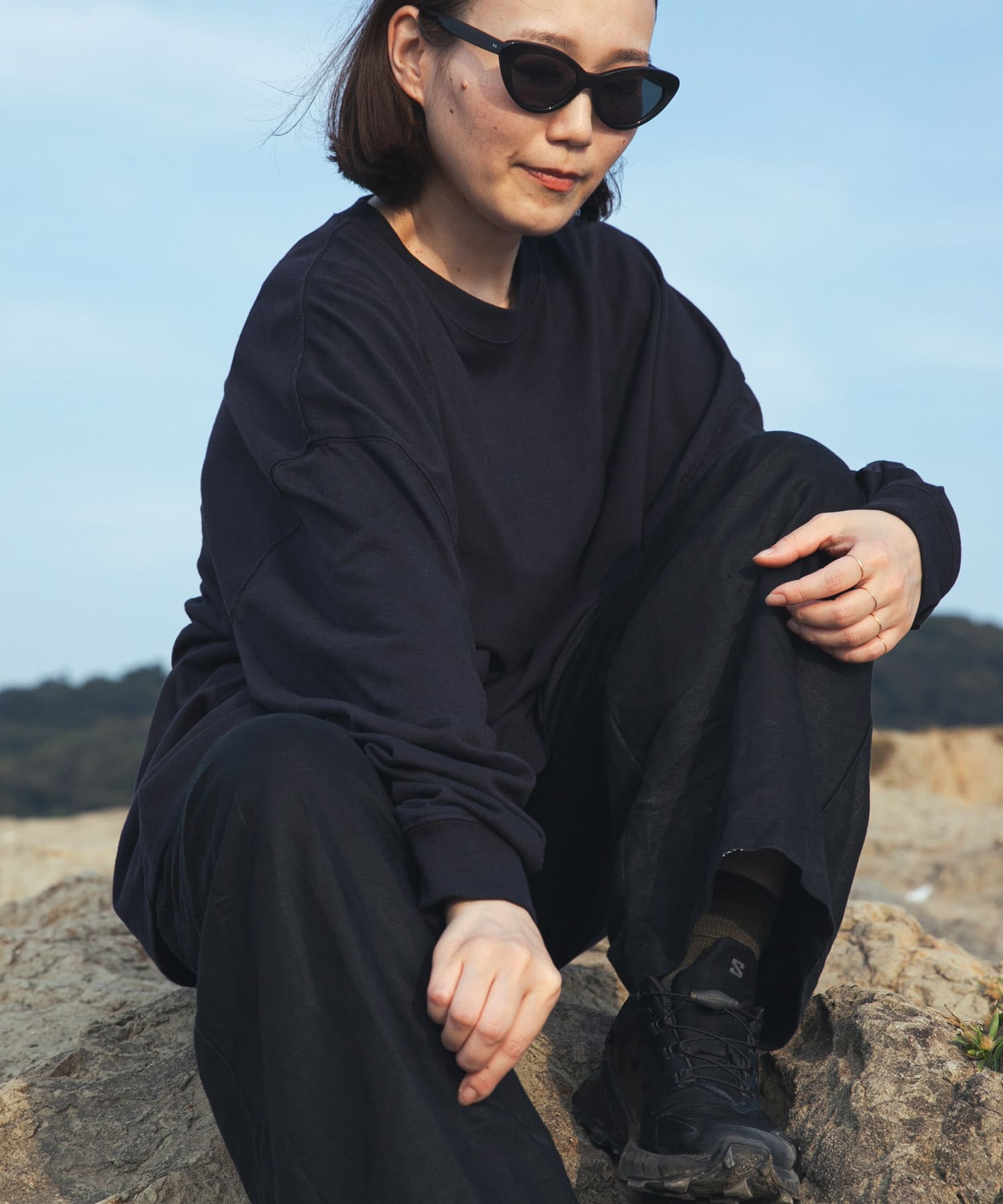 Wide Dad　Dad LONG-SLEEVE T-SHIRTS D NAVY 1