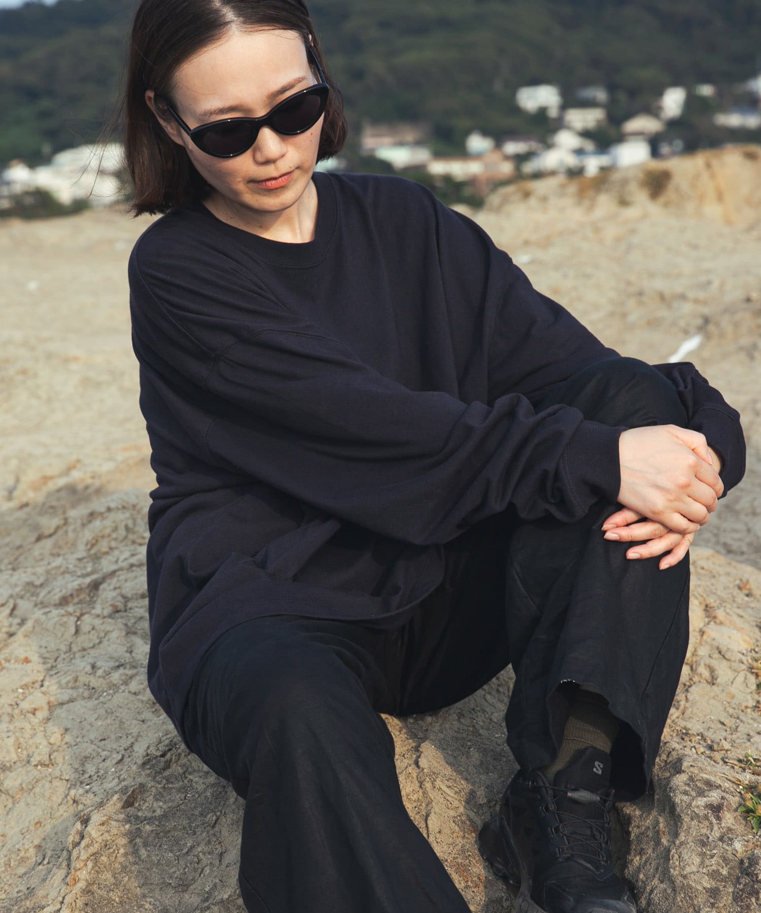 Wide Dad　Dad LONG-SLEEVE T-SHIRTS D NAVY 1