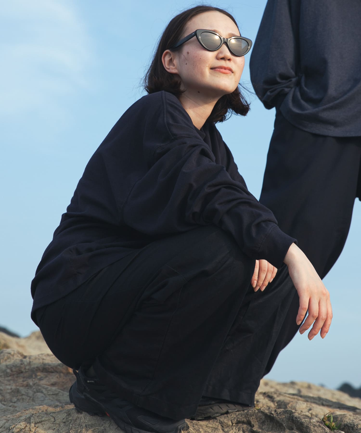 Wide Dad　Dad LONG-SLEEVE T-SHIRTS D NAVY 1