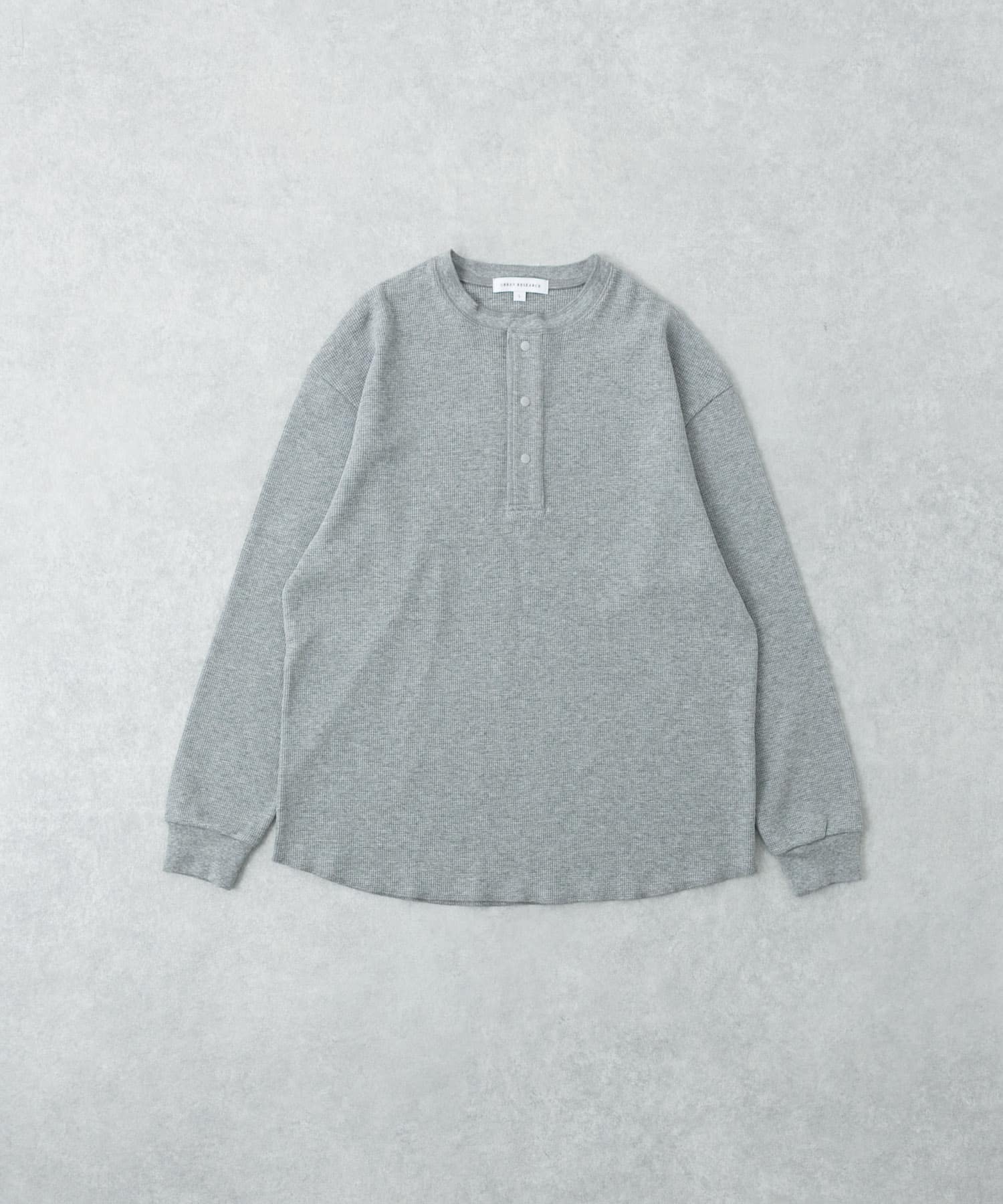 『UR TECH』度詰めワッフルヘンリーロングスリーブ GRAY H M