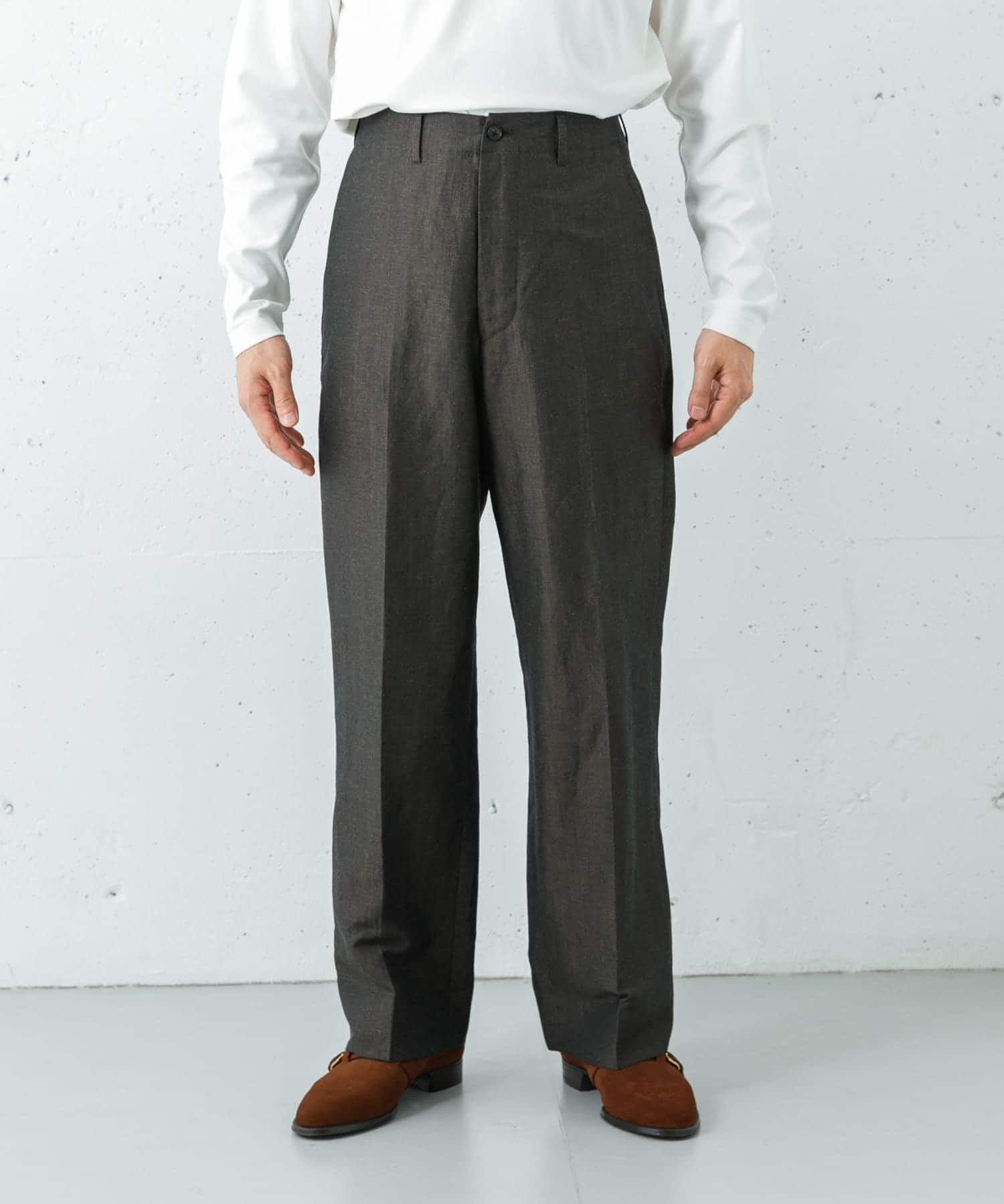 new basic　WOOL LINEN TROUSER BROWN M