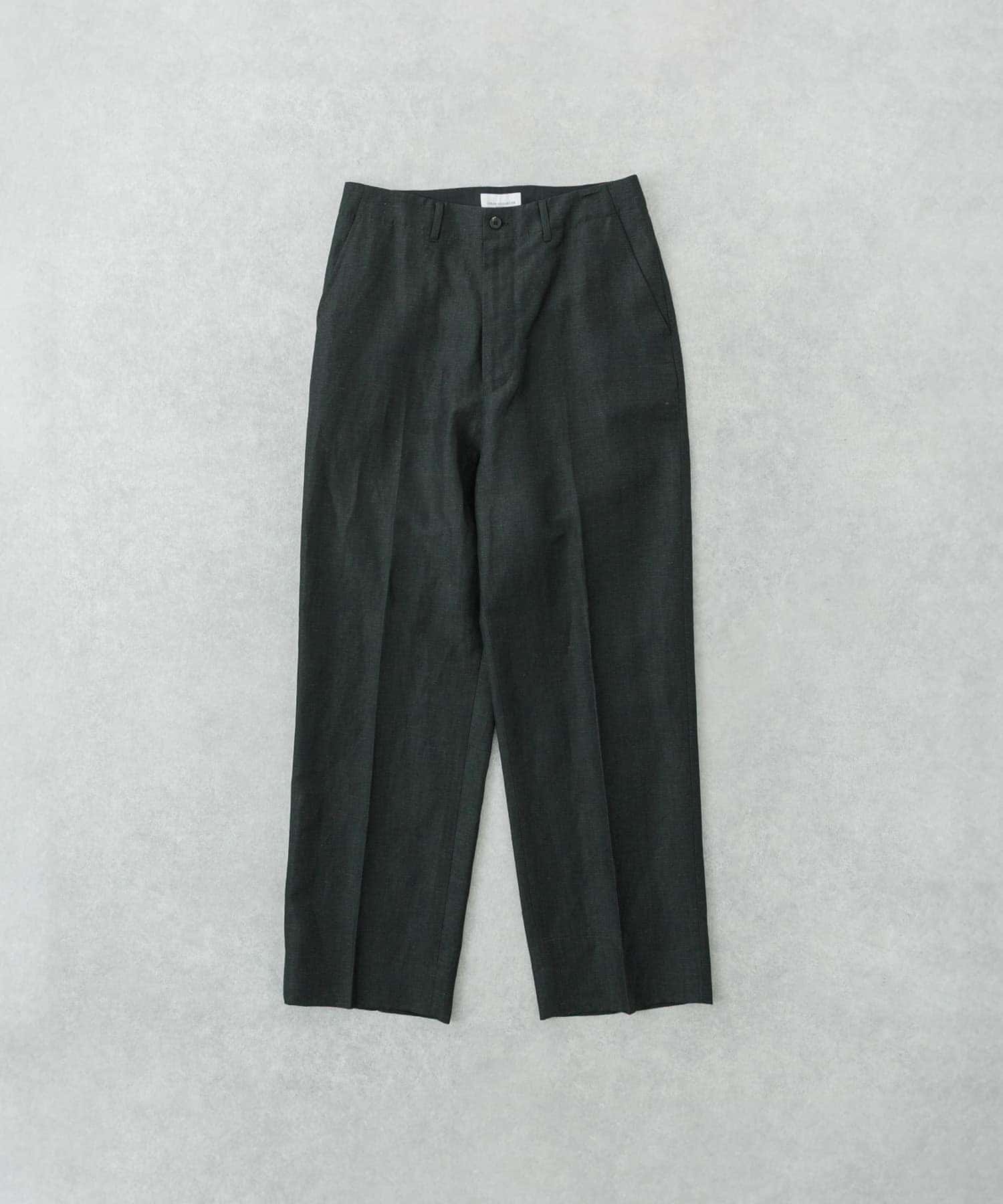 new basic　WOOL LINEN TROUSER D GREEN M