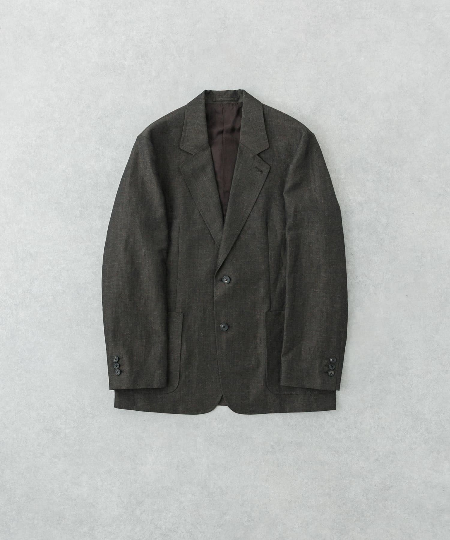 new basic　WOOL LINEN JACKET BROWN M