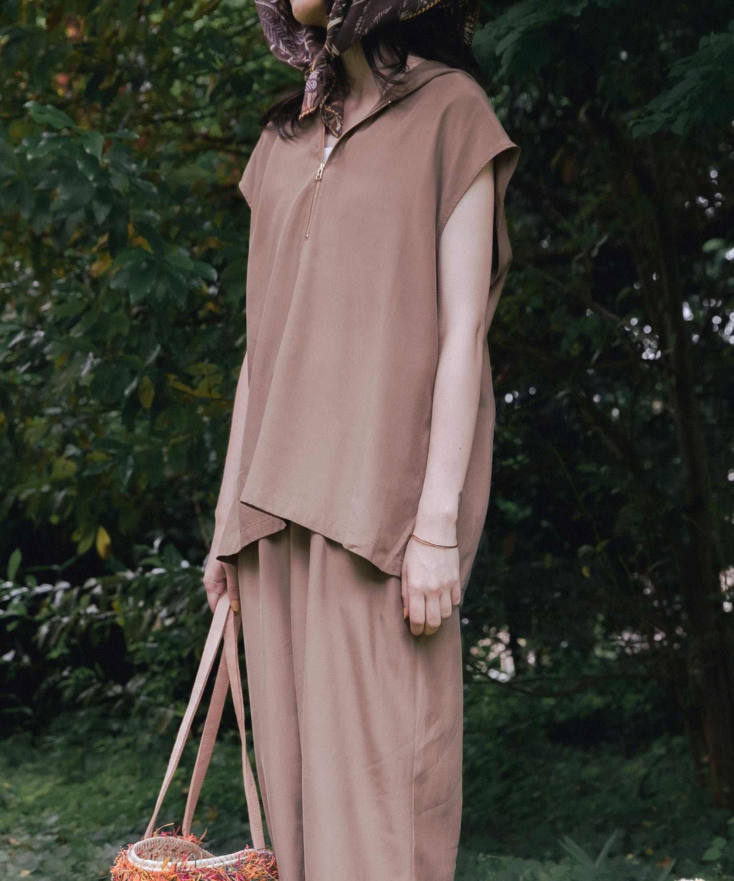 キュプラレーヨンフーディトップス BEIGE FREE