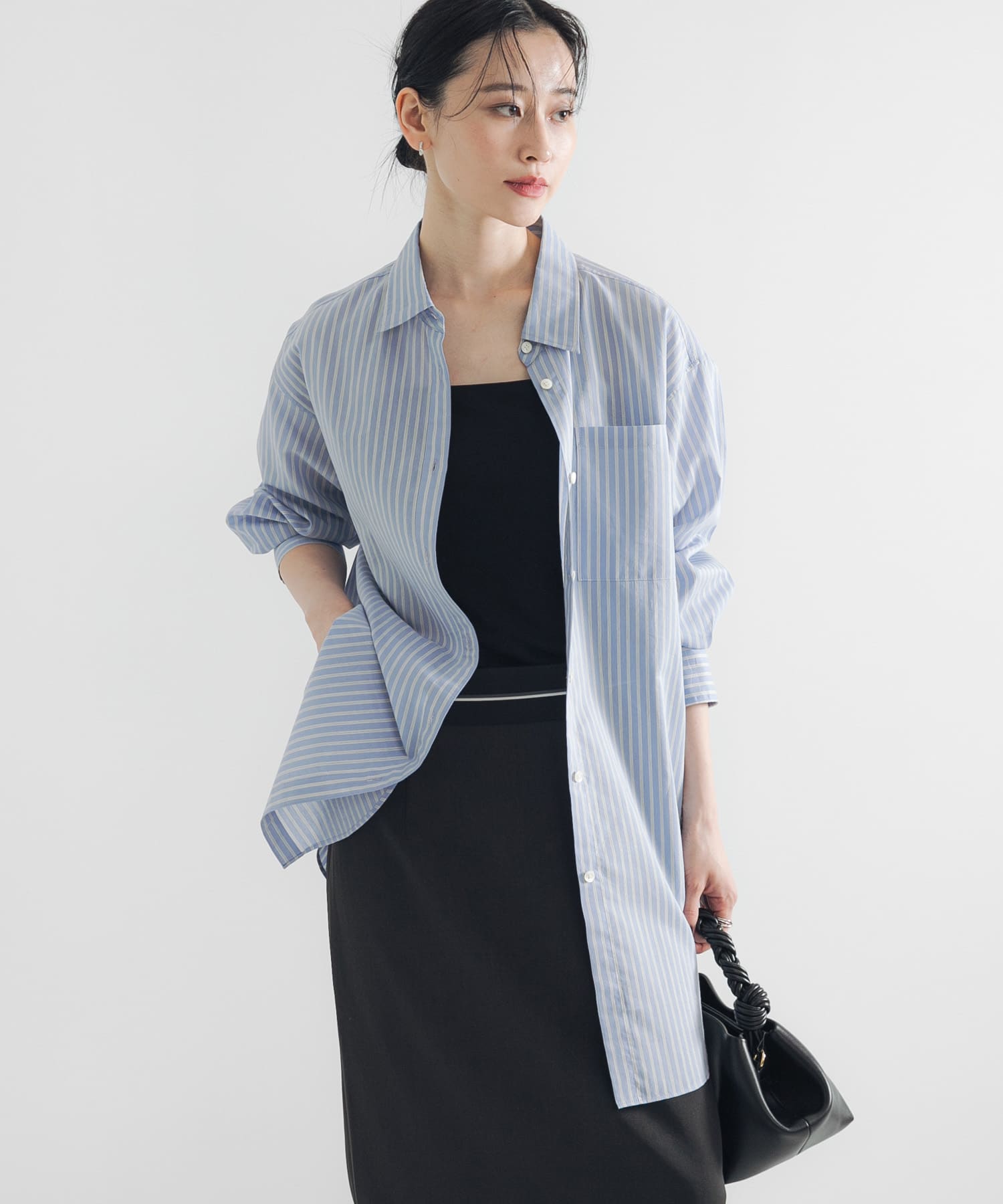 シルクコットンロングシャツ