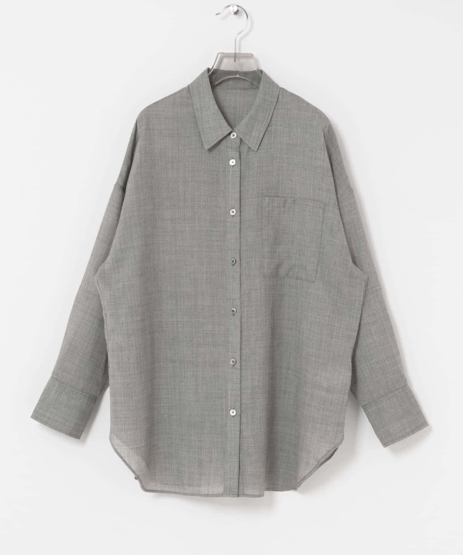 シアーウールレギュラーカラーシャツ TOP GRAY FREE