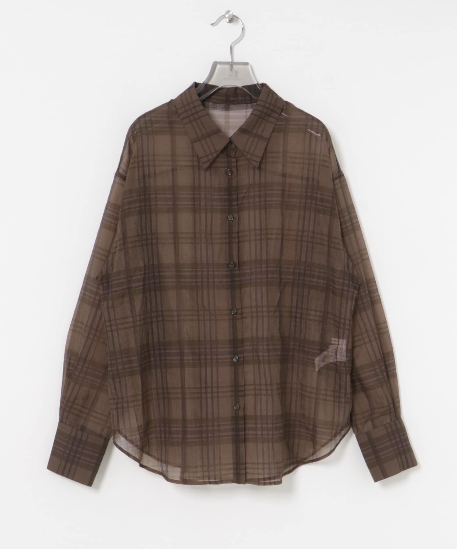 シアーチェックオーバーシャツ BROWN FREE