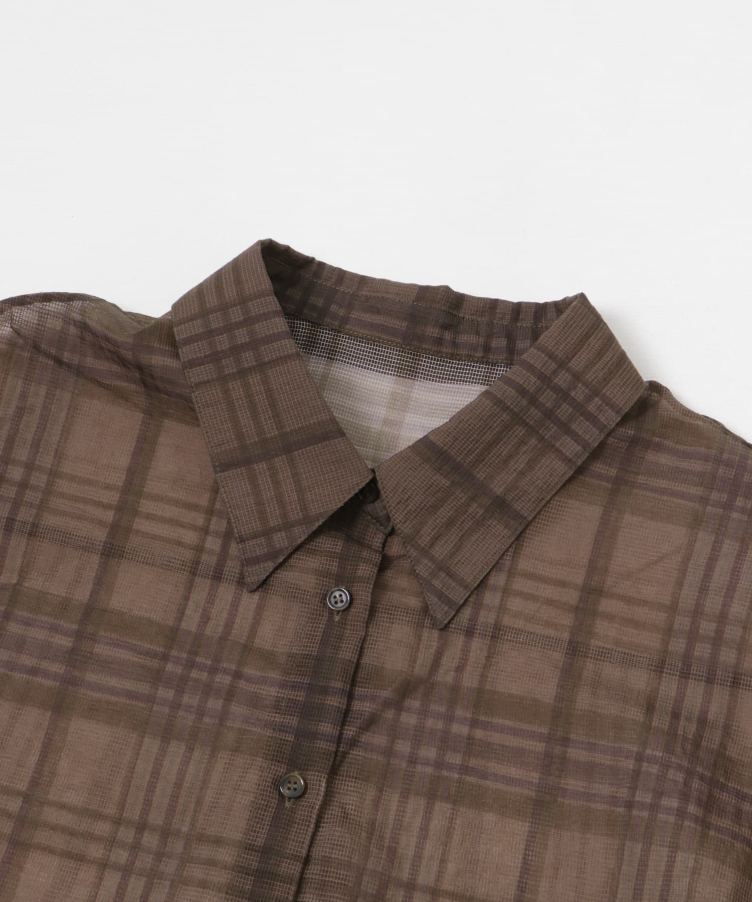 シアーチェックオーバーシャツ BROWN FREE