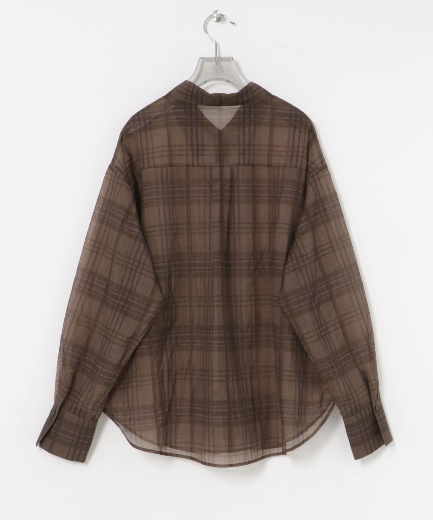 シアーチェックオーバーシャツ BROWN FREE