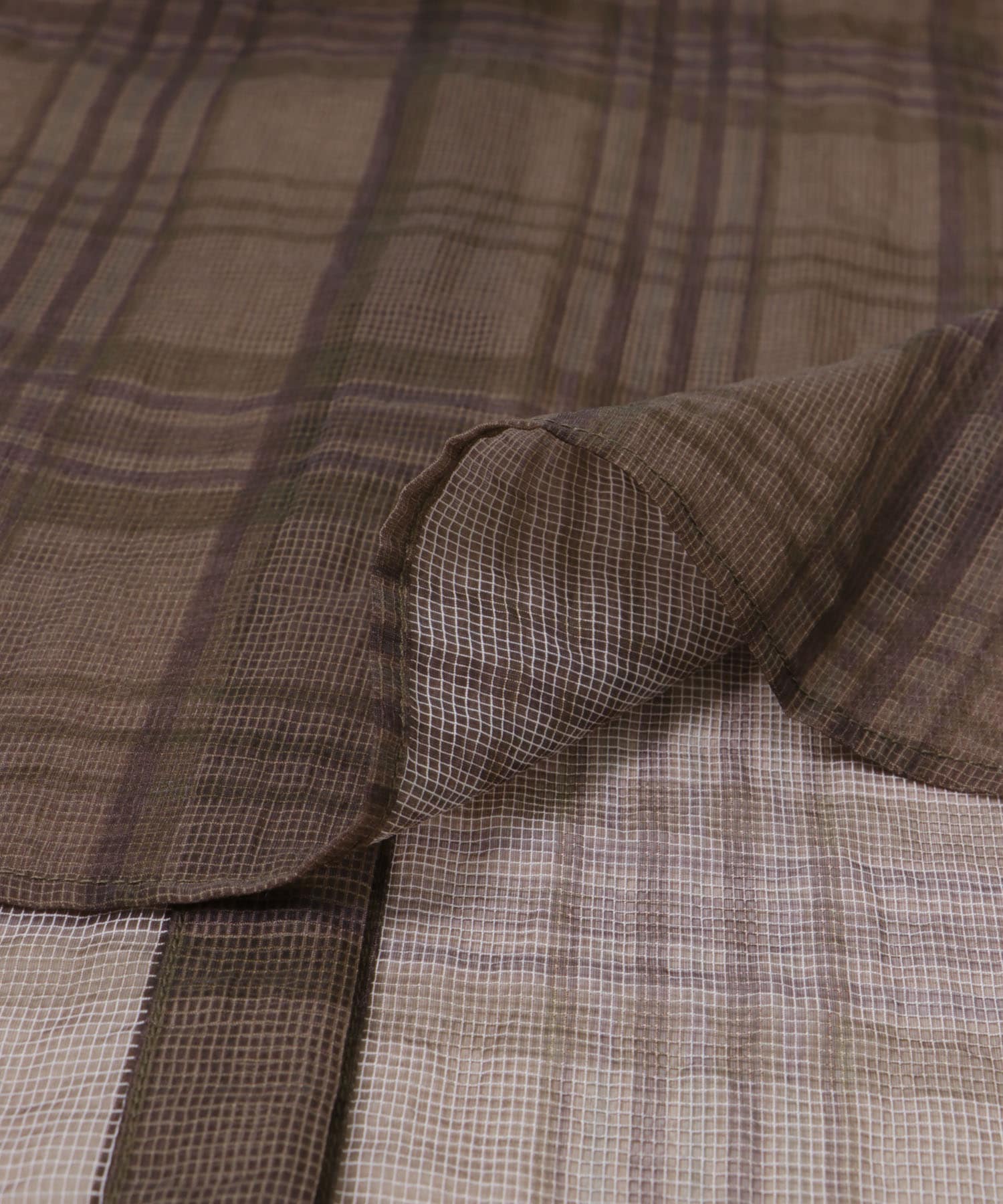 シアーチェックオーバーシャツ BROWN FREE