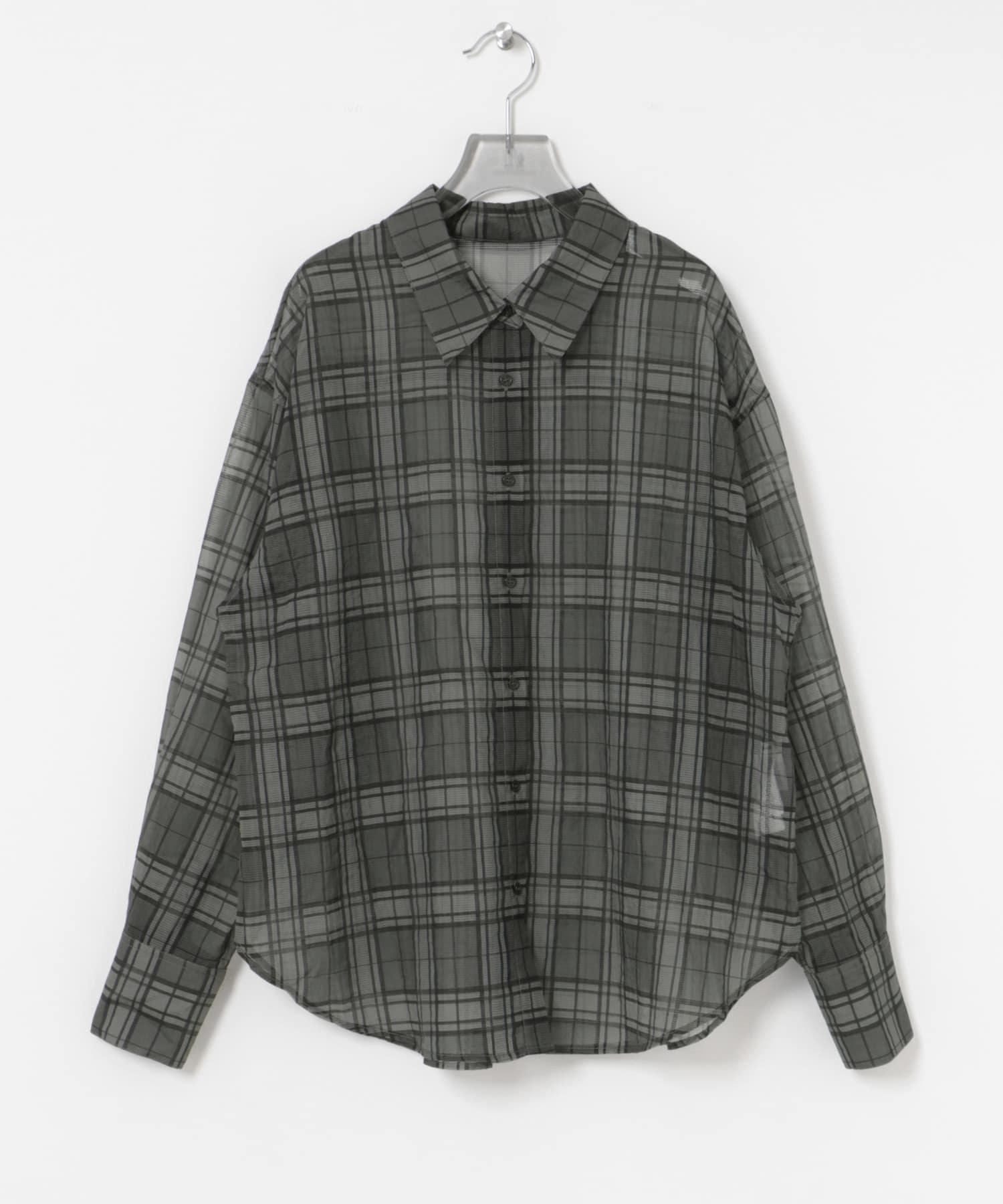シアーチェックオーバーシャツ GRAY FREE