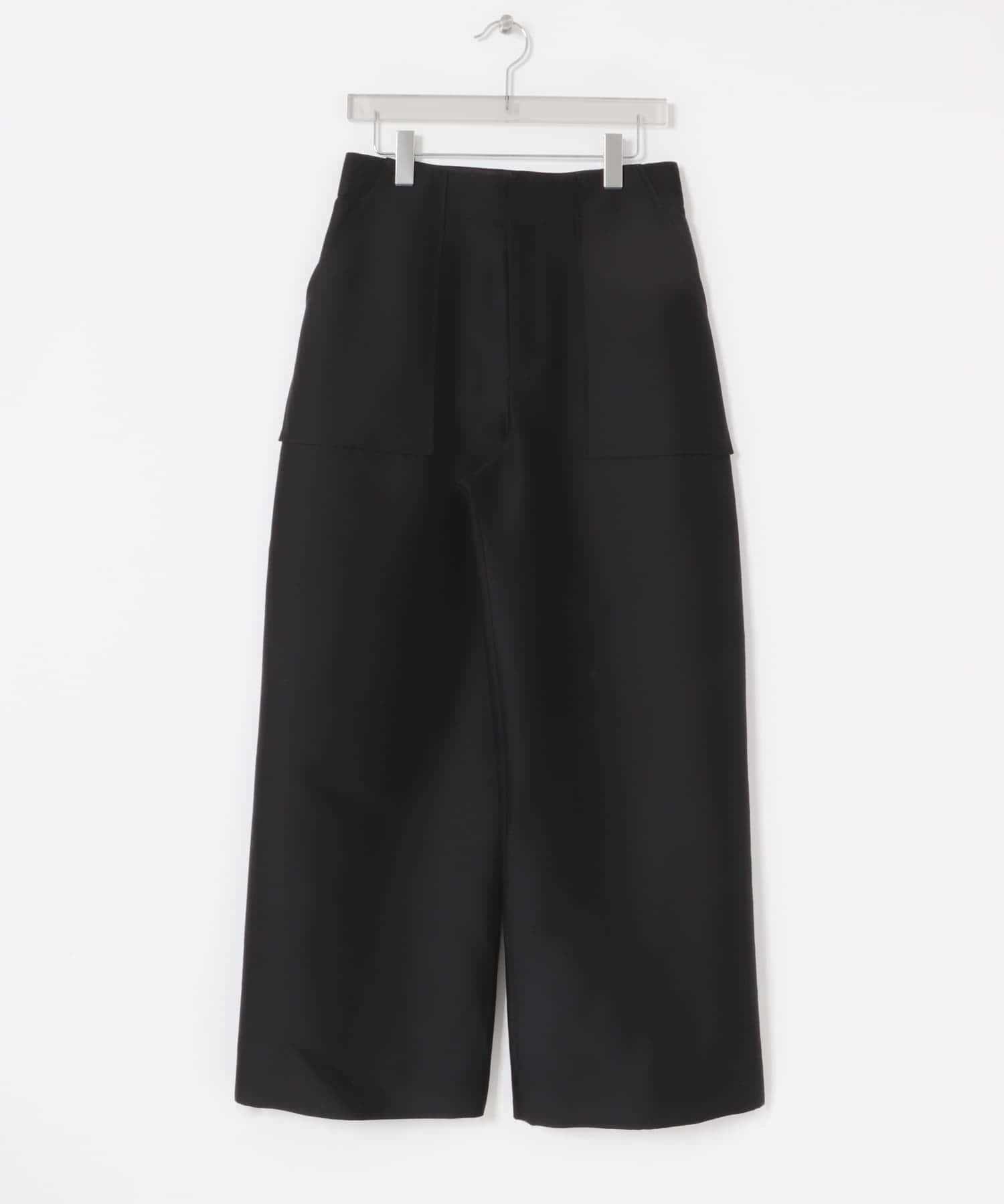 new basic　WOOL SILK WIDE PANTS BLACK 36