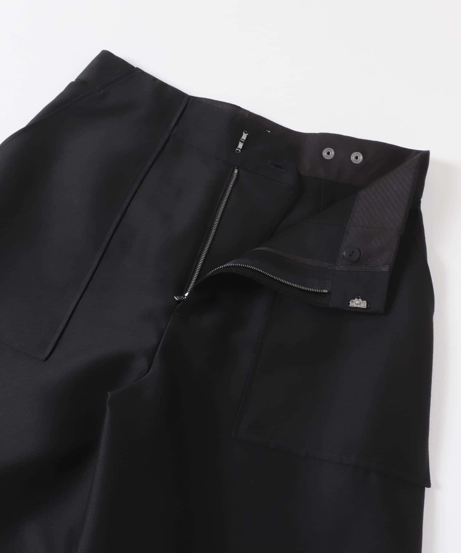 new basic　WOOL SILK WIDE PANTS BLACK 36