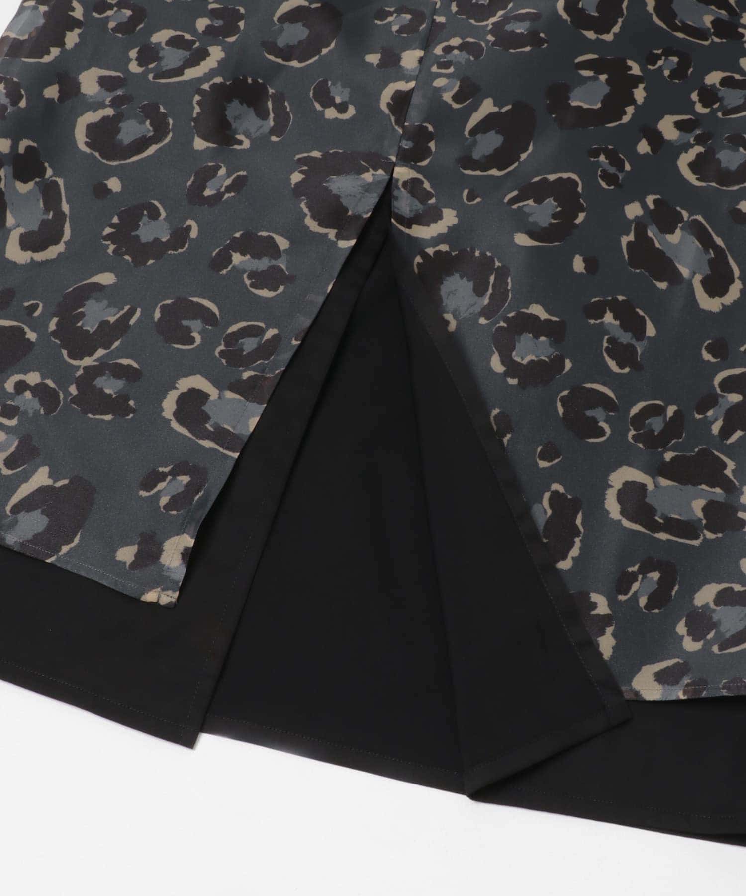 レオパードプリントレイヤードスカート GRAY FREE