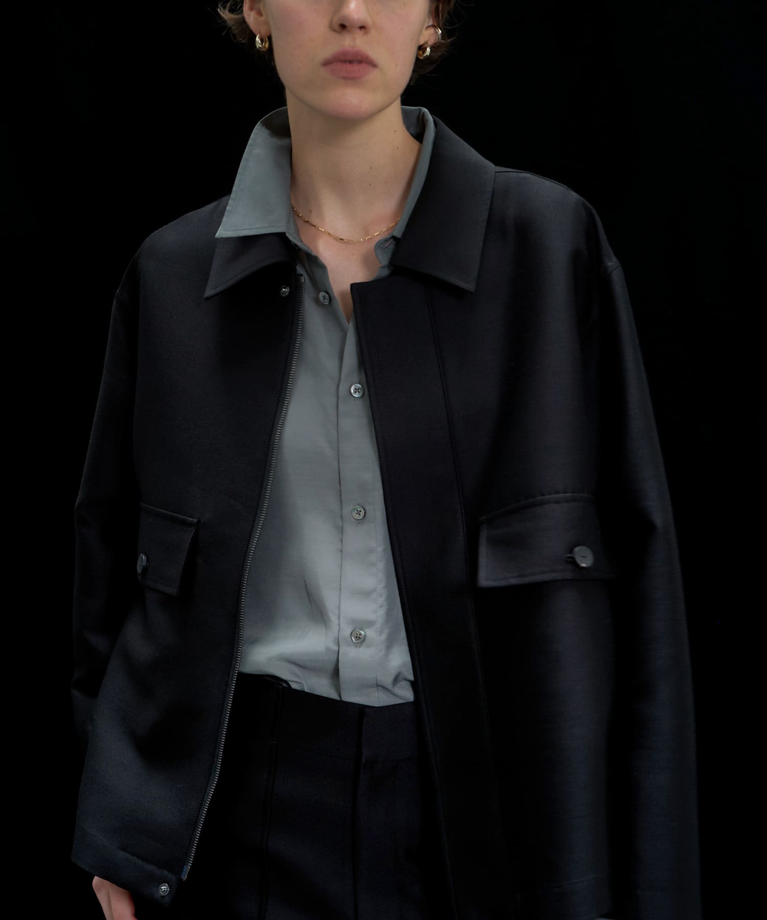 new basic　WOOL SILK BOX JACKET