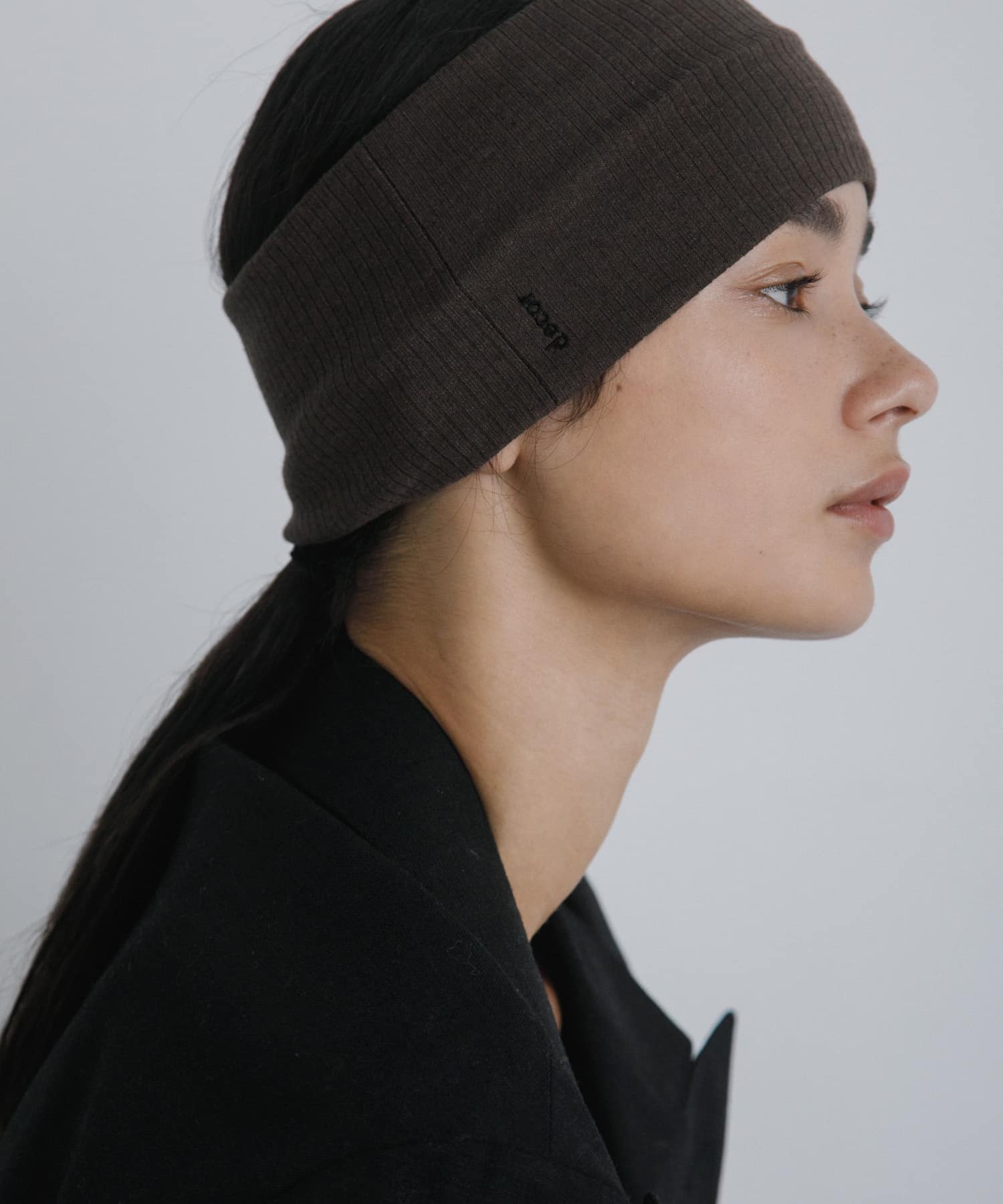 decor『デコール』　Rib Wide Hairband BROWN -