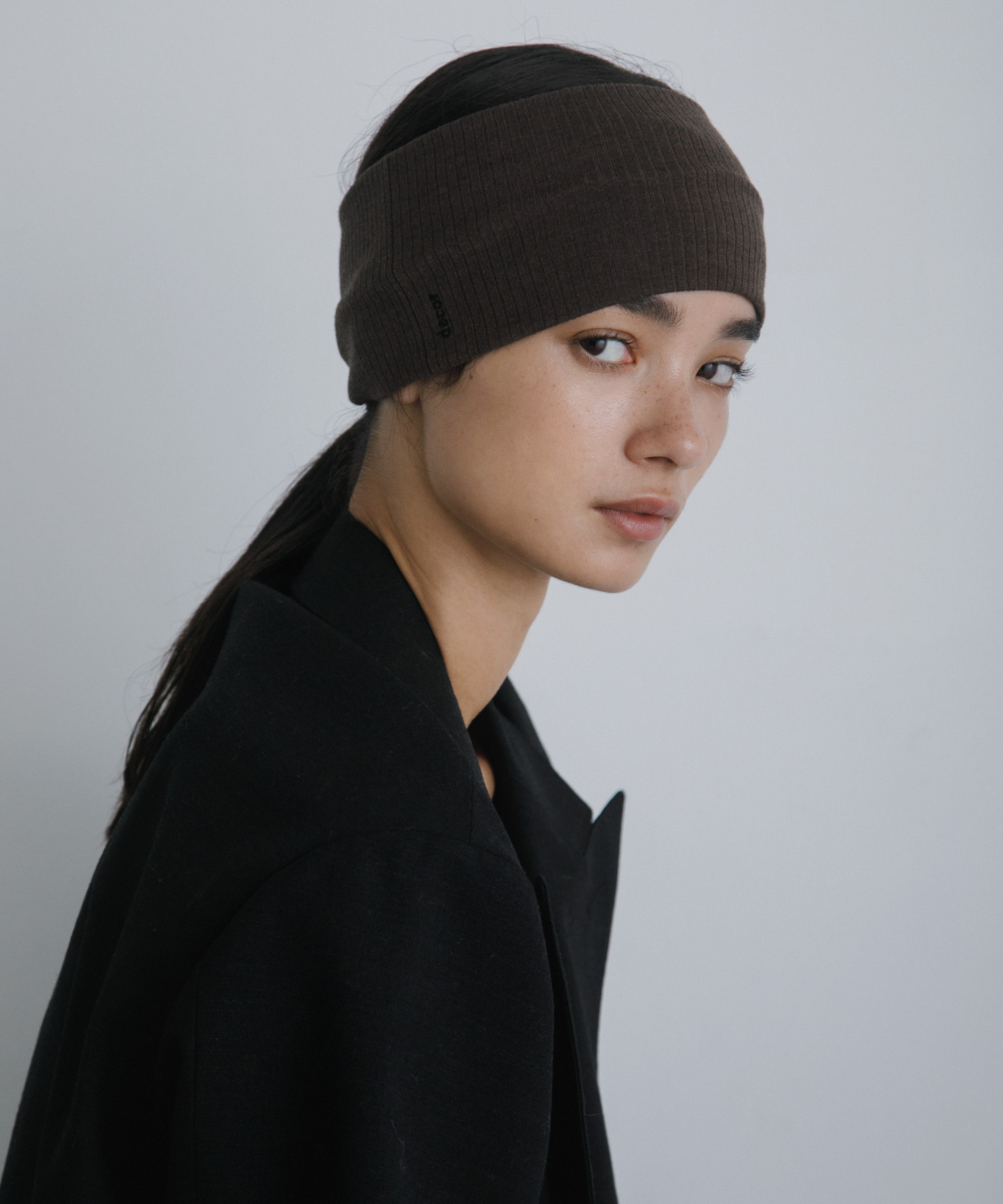 decor『デコール』　Rib Wide Hairband BROWN -