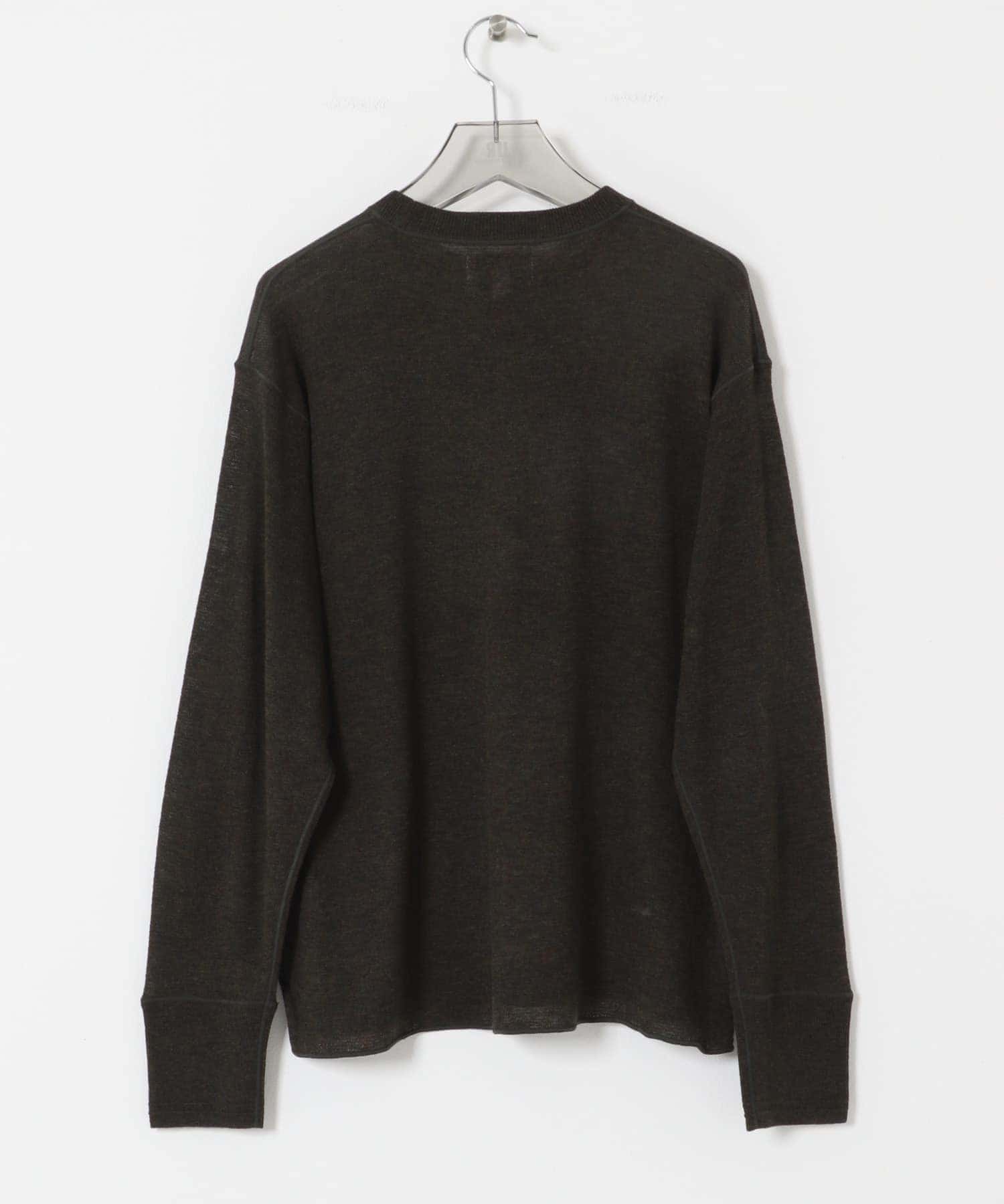 new basic　LOA LONG-SLEEVE KNIT T-SHIRTS KHAKI M