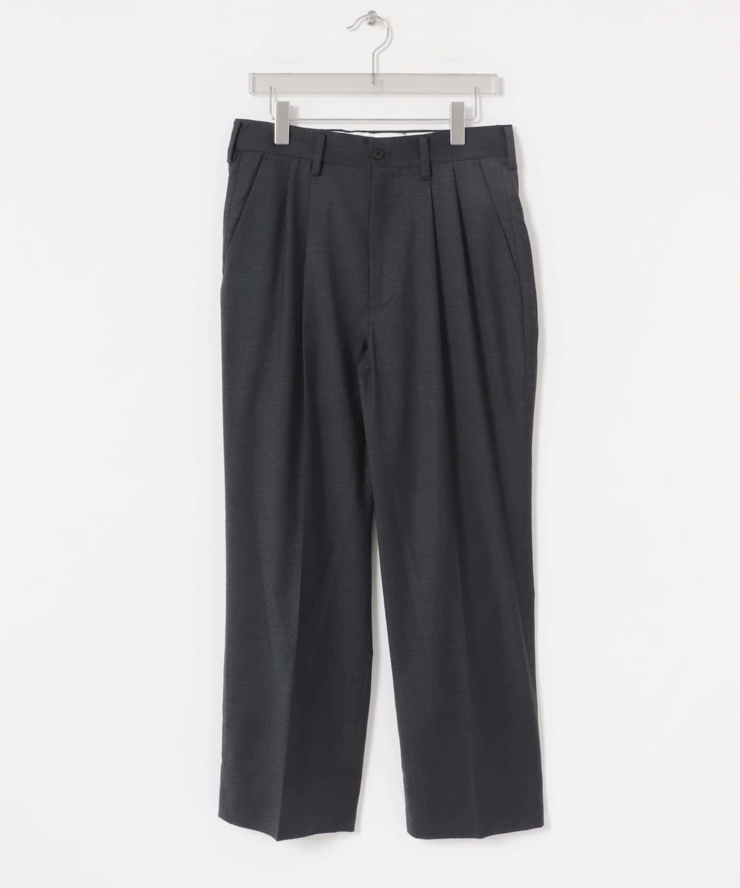 new basic　Wool Silk Gabardine Pants CHARCOAL M