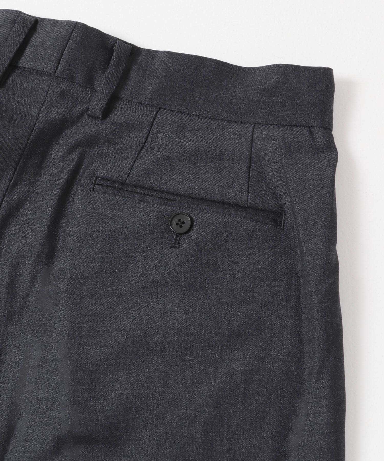 new basic　Wool Silk Gabardine Pants CHARCOAL M