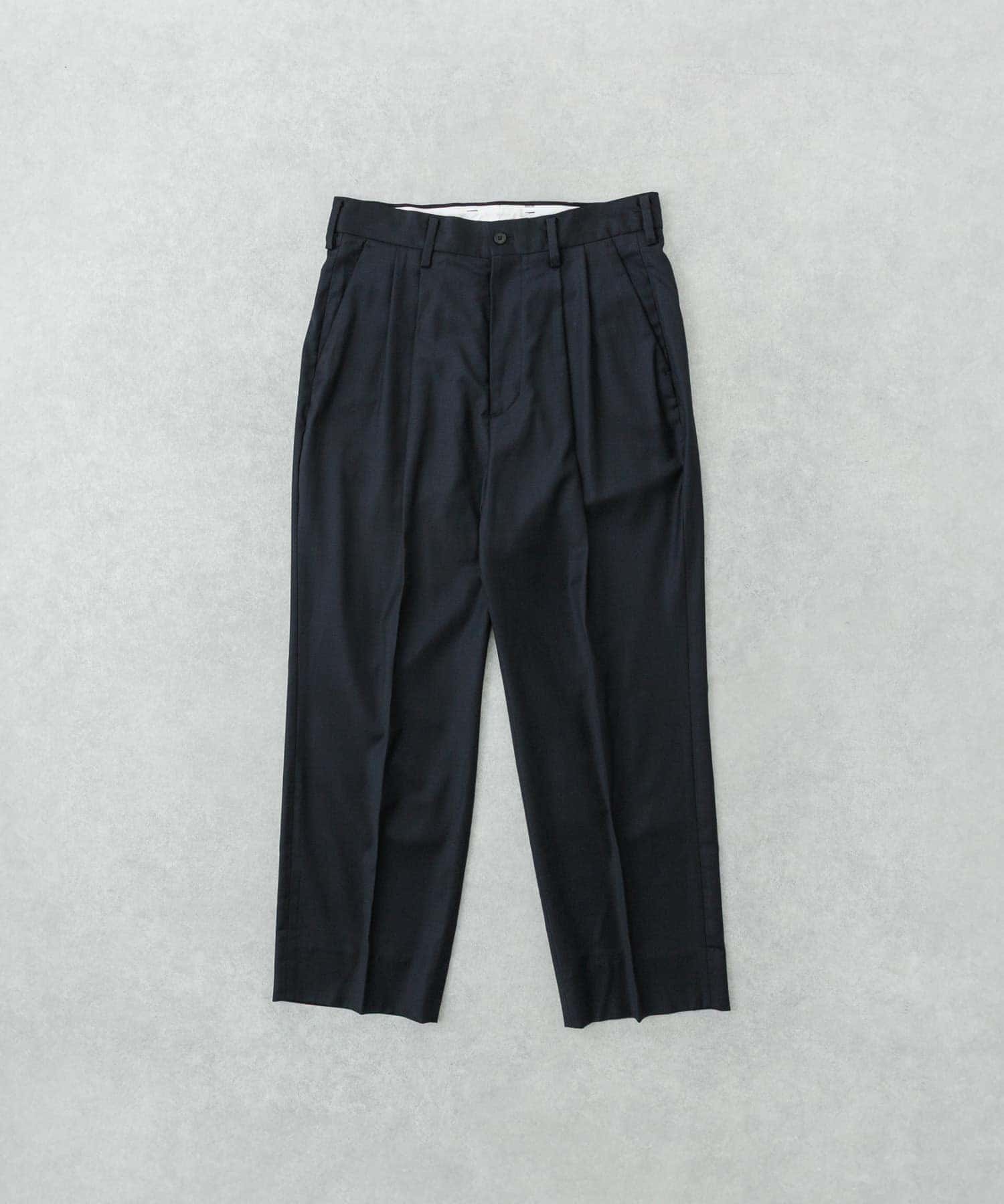 new basic　Wool Silk Gabardine Pants NAVY M