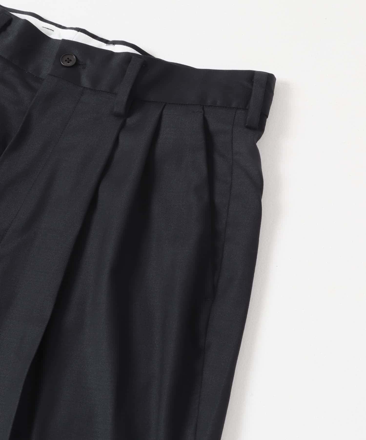 new basic　Wool Silk Gabardine Pants NAVY M