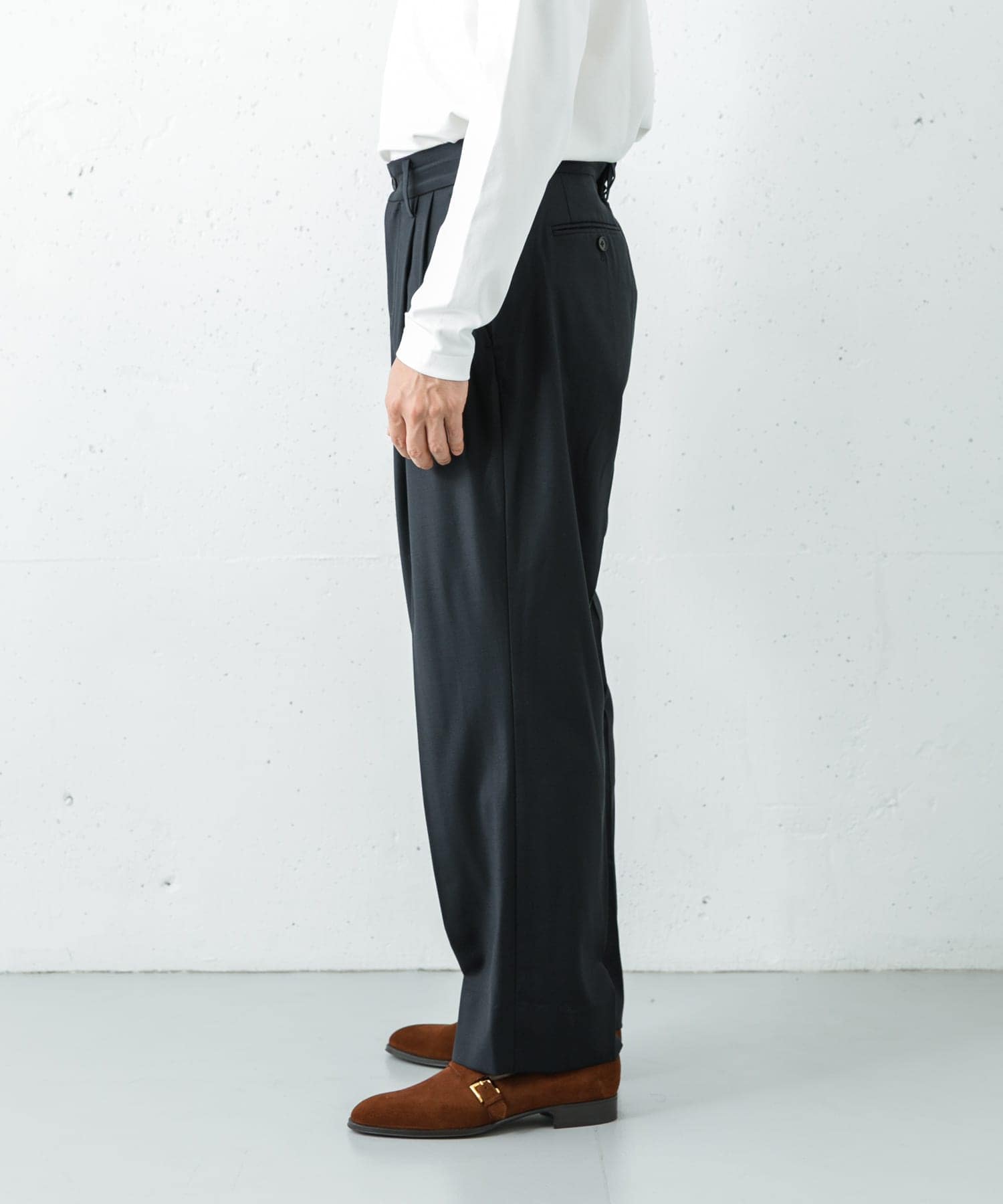 new basic Wool Silk Gabardine Pants(M BLACK): ボトム｜URBAN
